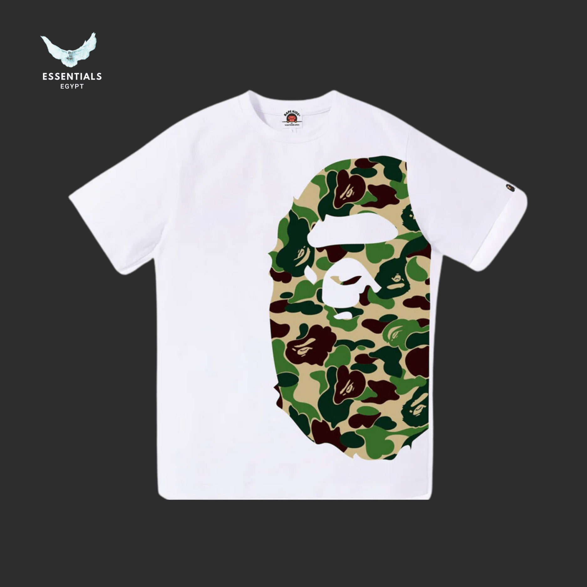 BAPE ABC Camo Side Big Ape Head Tee 'White_Green' - ESSENTIALS EGYPT