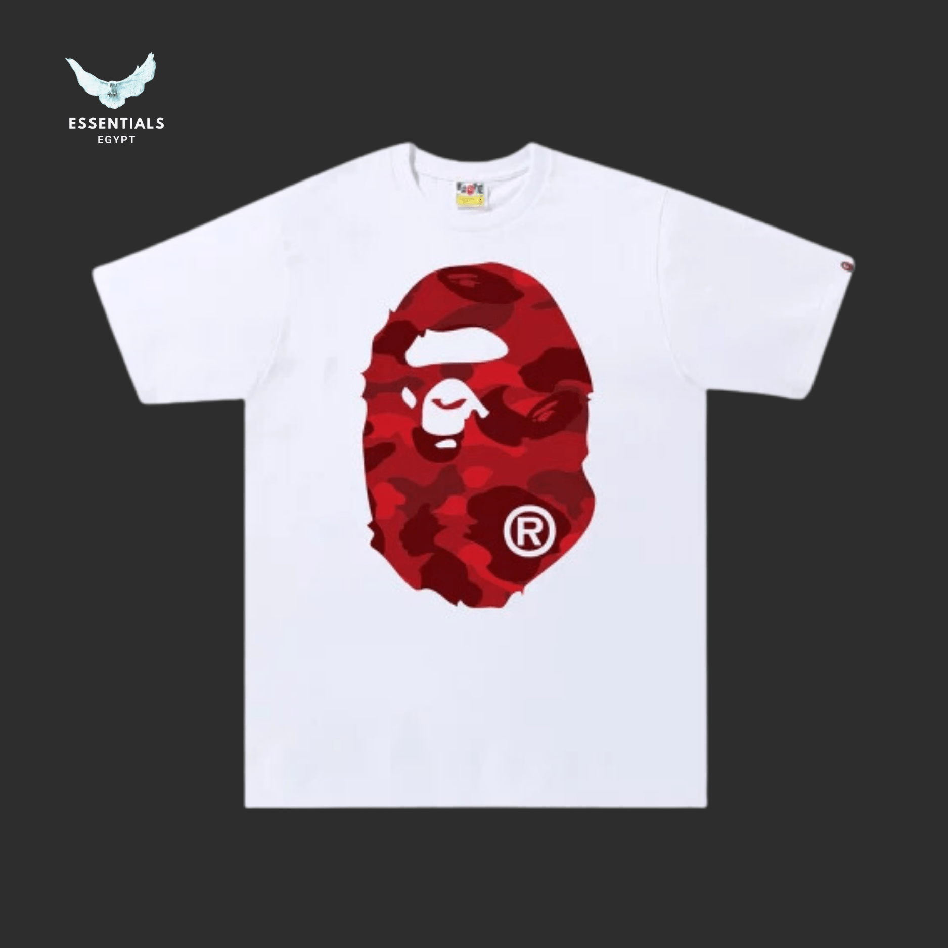 BAPE Color Camo Ape Head T-Shirt – White/Red - ESSENTIALS EGYPT