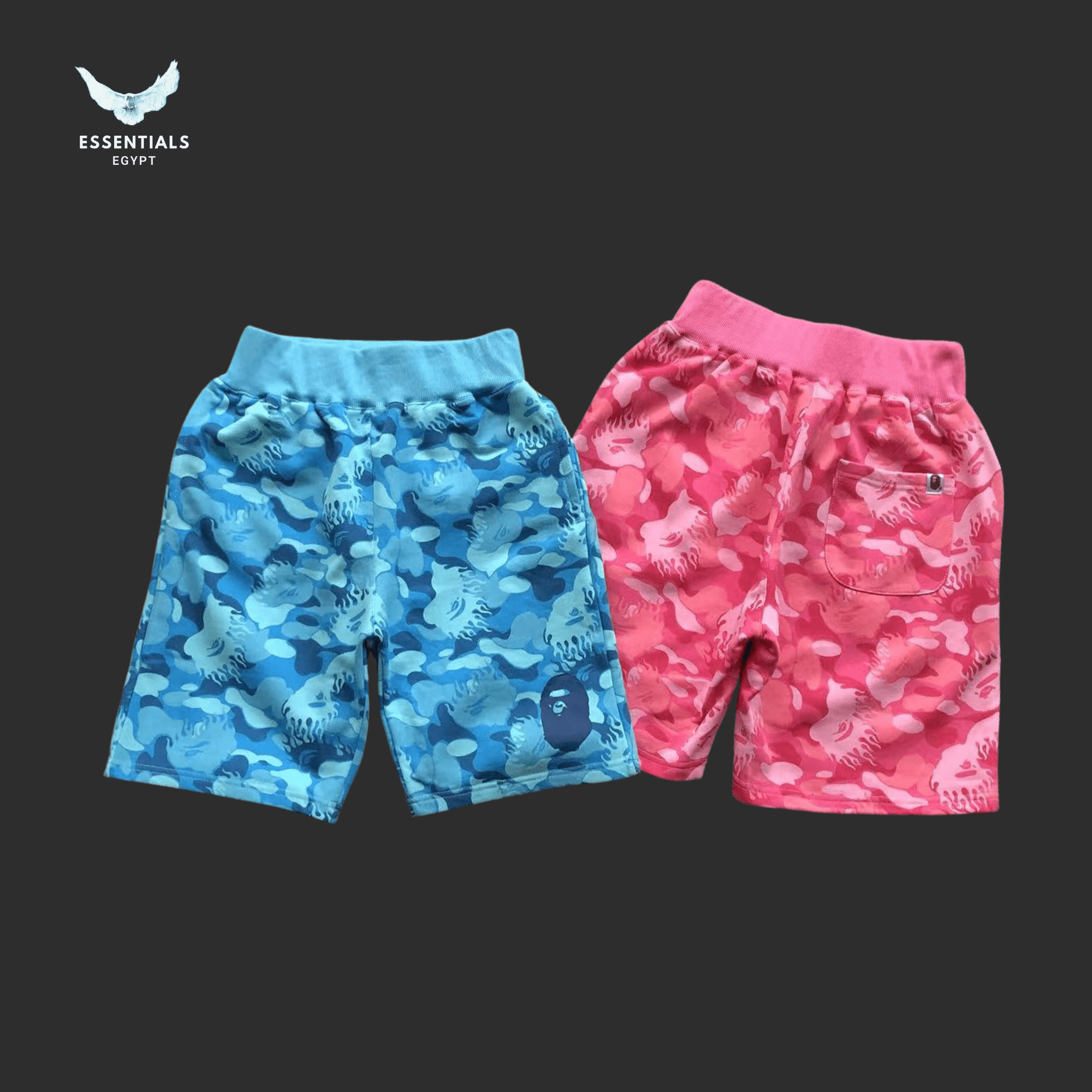 BAPE Shorts – Fire Camo Blue & Pink - ESSENTIALS EGYPT