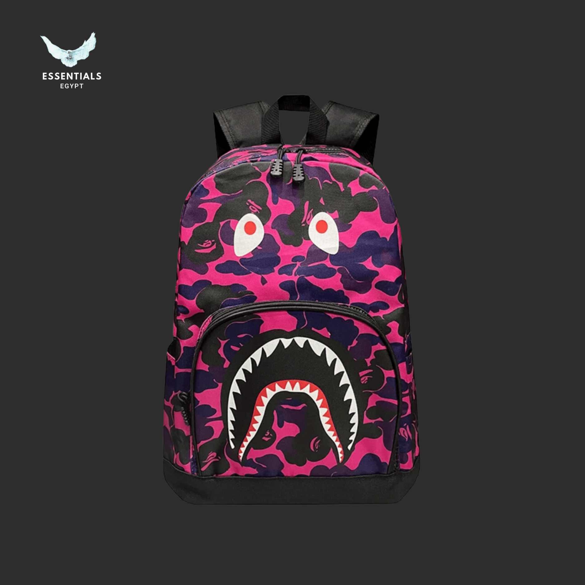 BAPE Shark Backpack – Pink & Black Camo - ESSENTIALS EGYPT