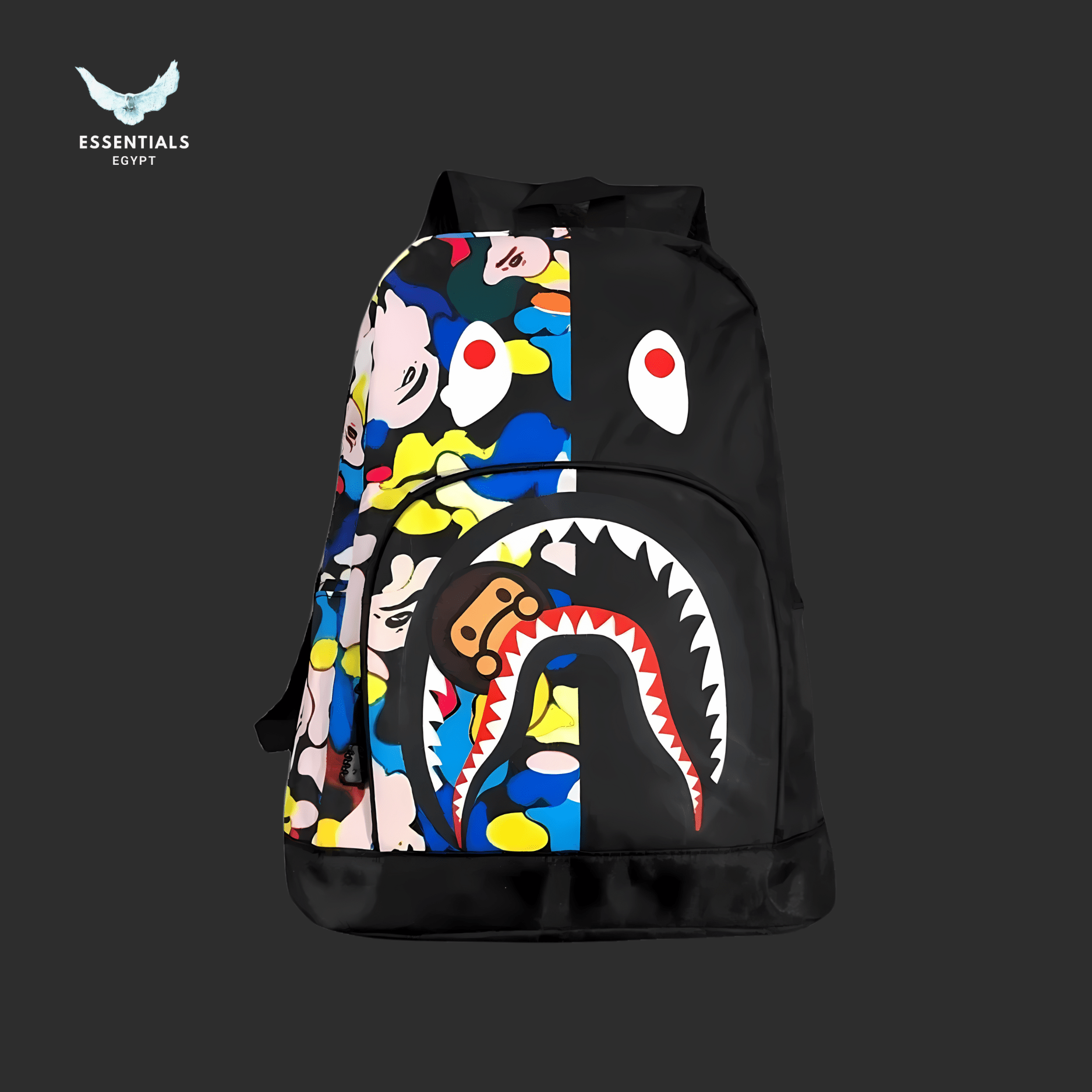 BAPE Shark Backpack – Mixed Cartoon Camo - ESSENTIALS EGYPT
