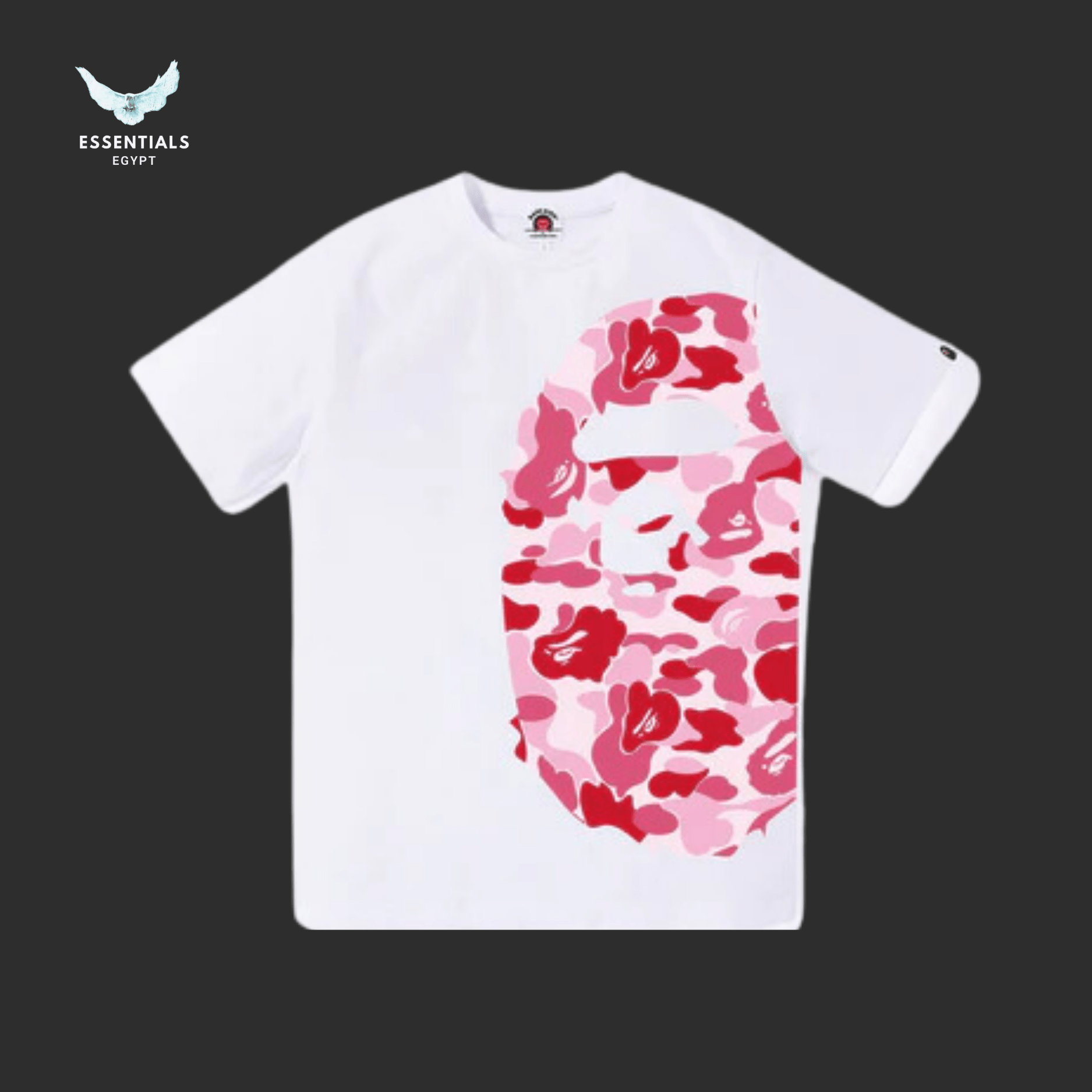 BAPE ABC Camo Side Big Ape Head Tee 'White_Pink' - ESSENTIALS EGYPT