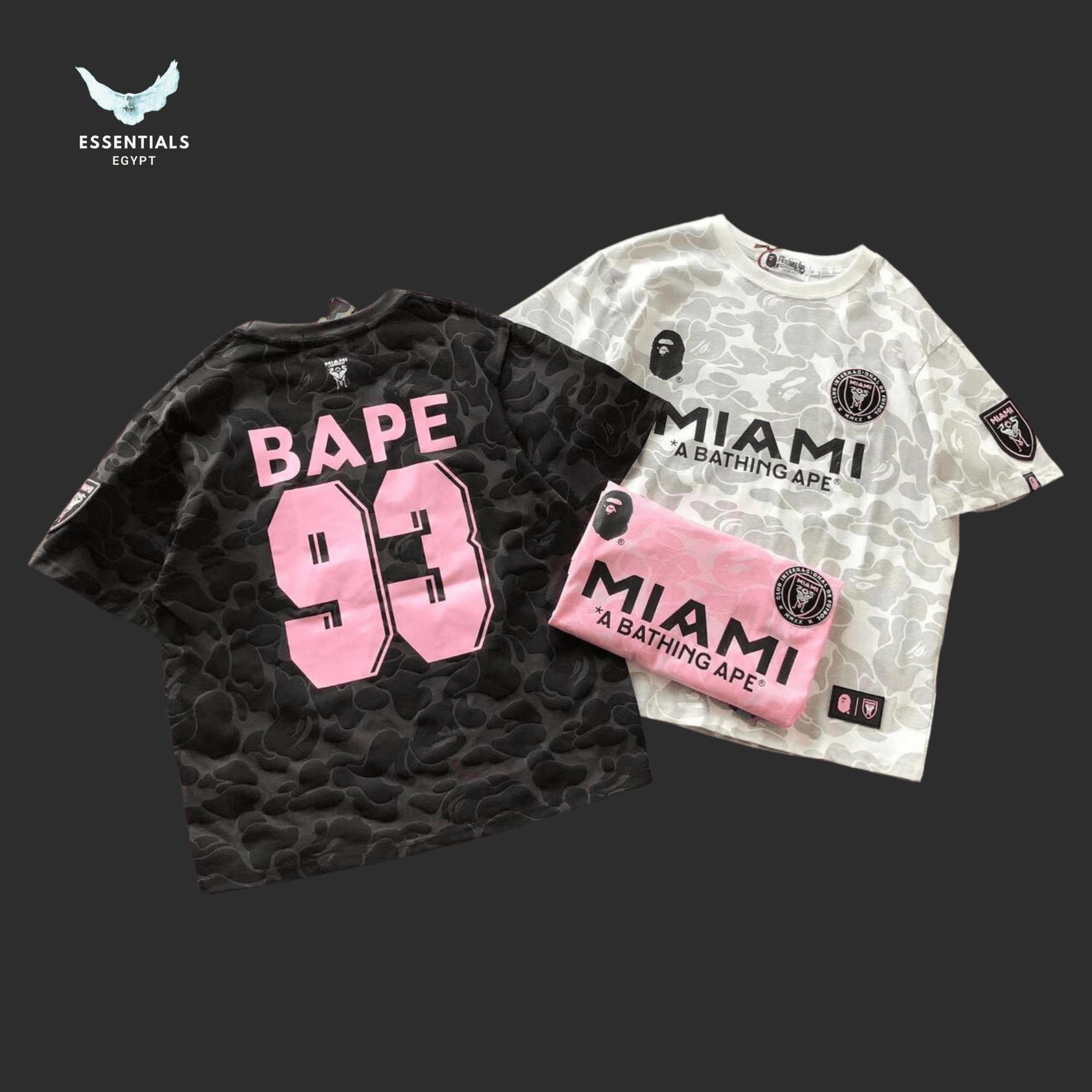 BAPE x Inter Miami T-Shirt – Pink 93 Logo - ESSENTIALS EGYPT