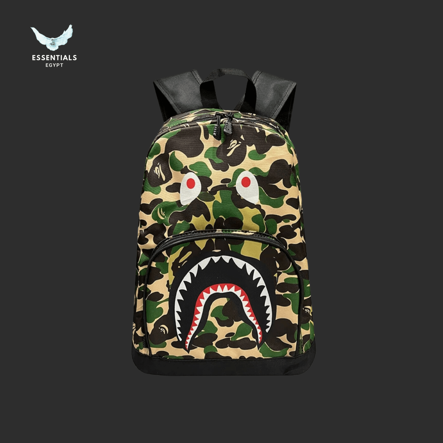 BAPE Shark Backpack – Green Camo - ESSENTIALS EGYPT