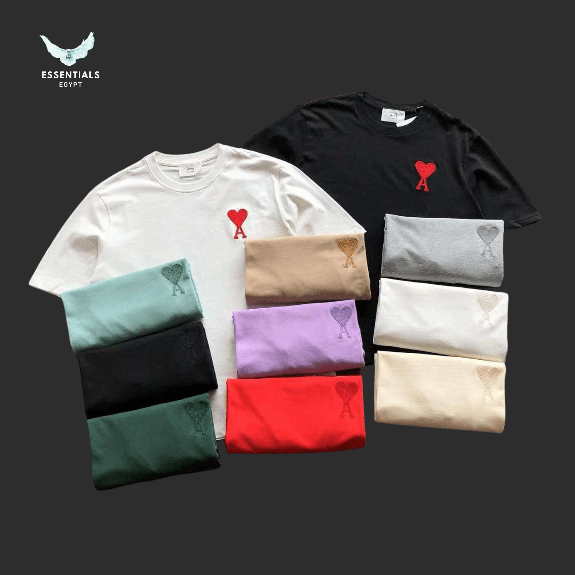 AMI Paris T-Shirt – Classic Red Heart Logo - ESSENTIALS EGYPT