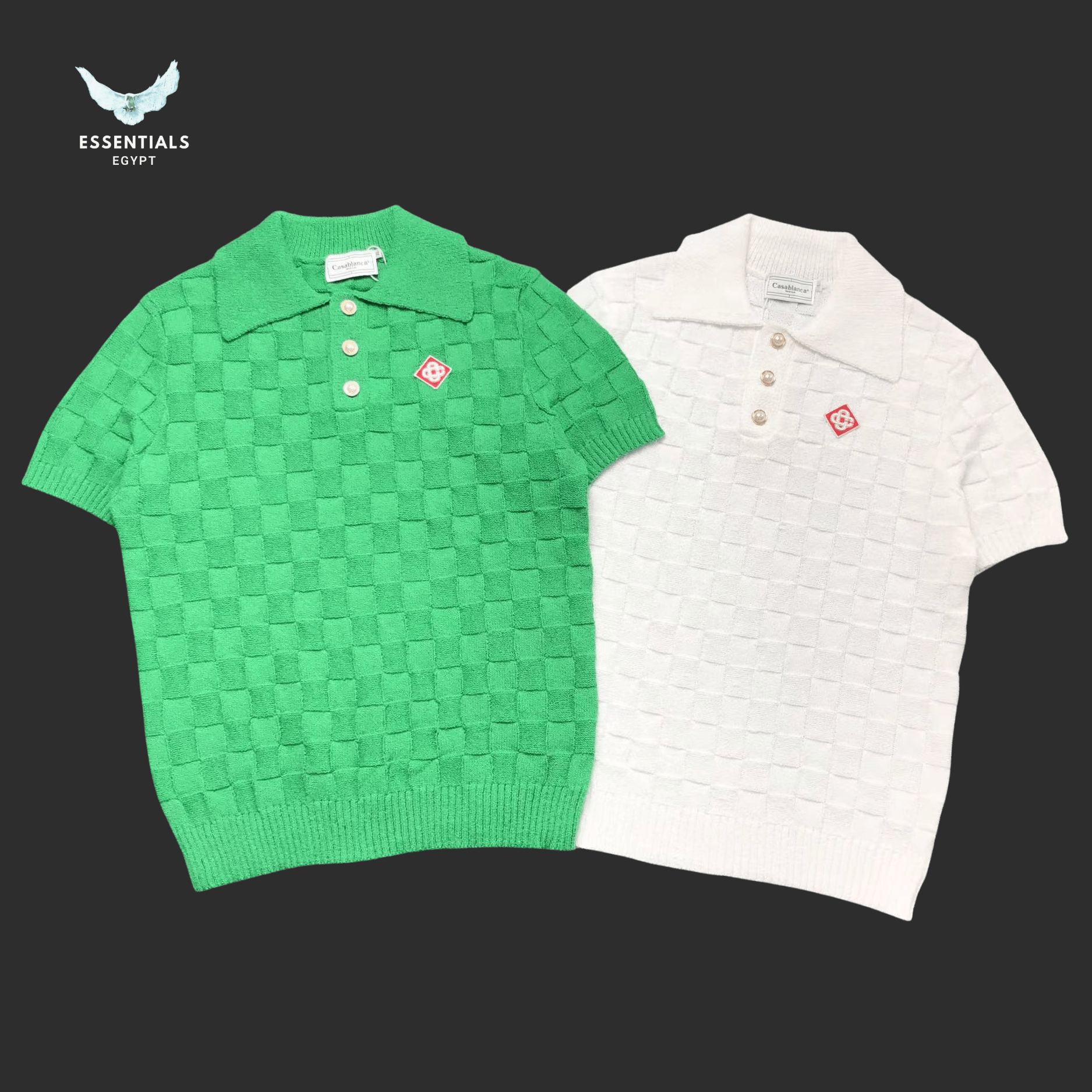 Casablanca Knit Polo – Embossed Logo Edition - ESSENTIALS EGYPT