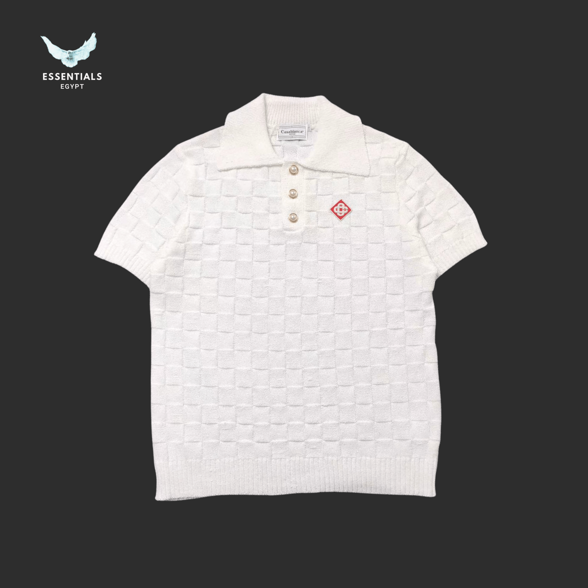 Casablanca Knit Polo – Embossed Logo Edition - ESSENTIALS EGYPT