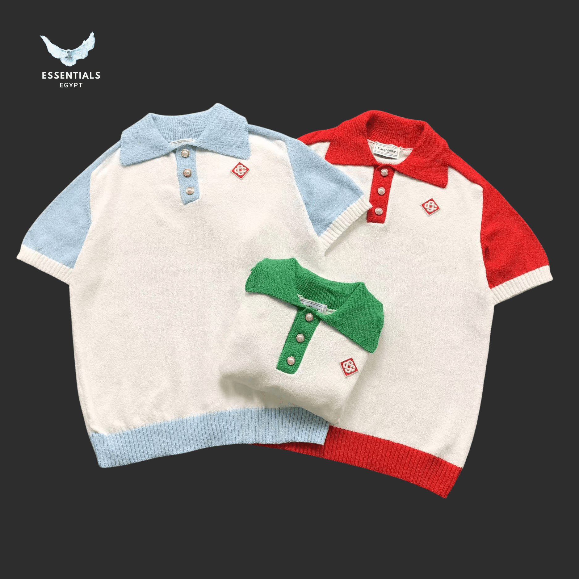 Casablanca Knit Polo – Contrast Collar Edition - ESSENTIALS EGYPT