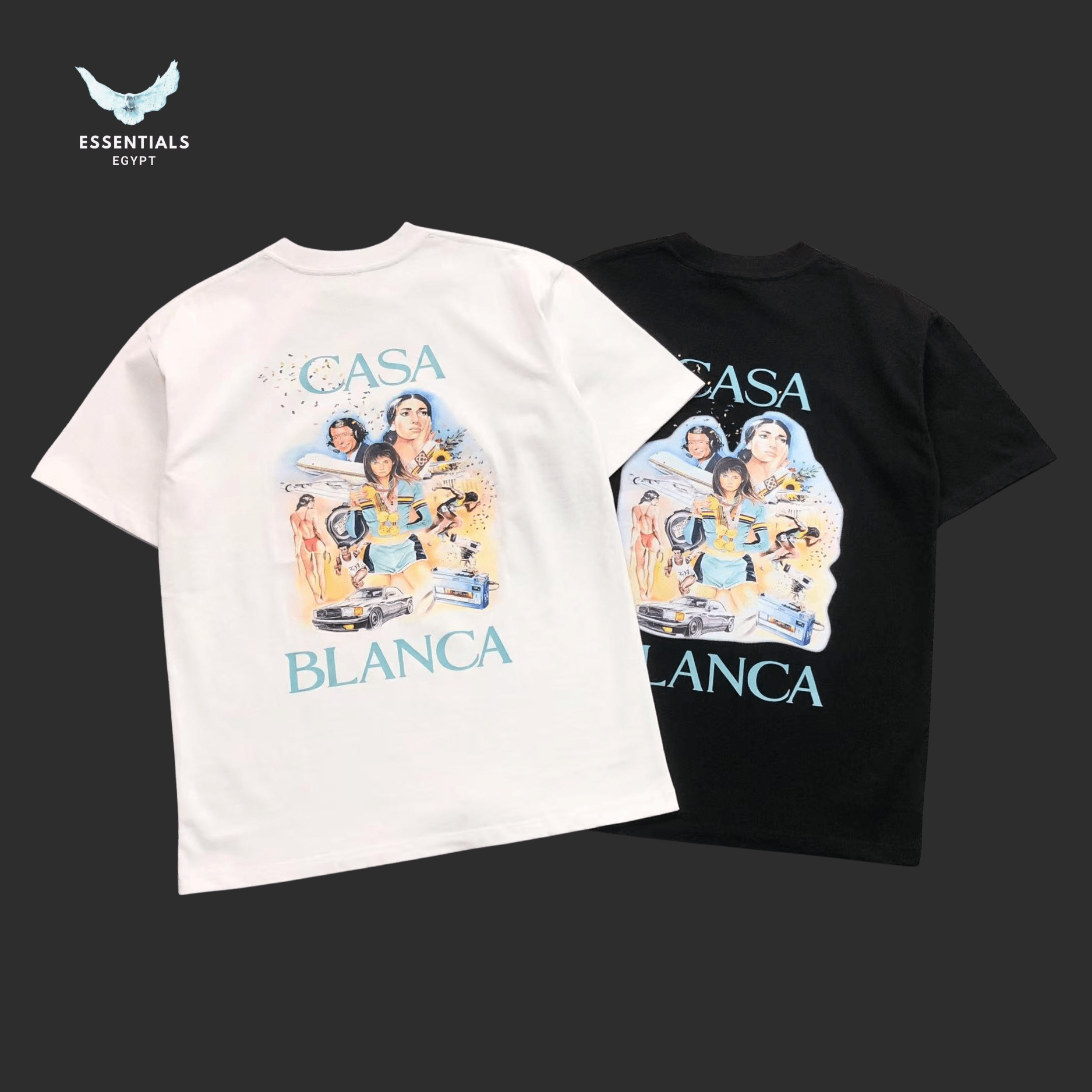 Casablanca T-Shirt – Mediterranean Ladies Print - ESSENTIALS EGYPT