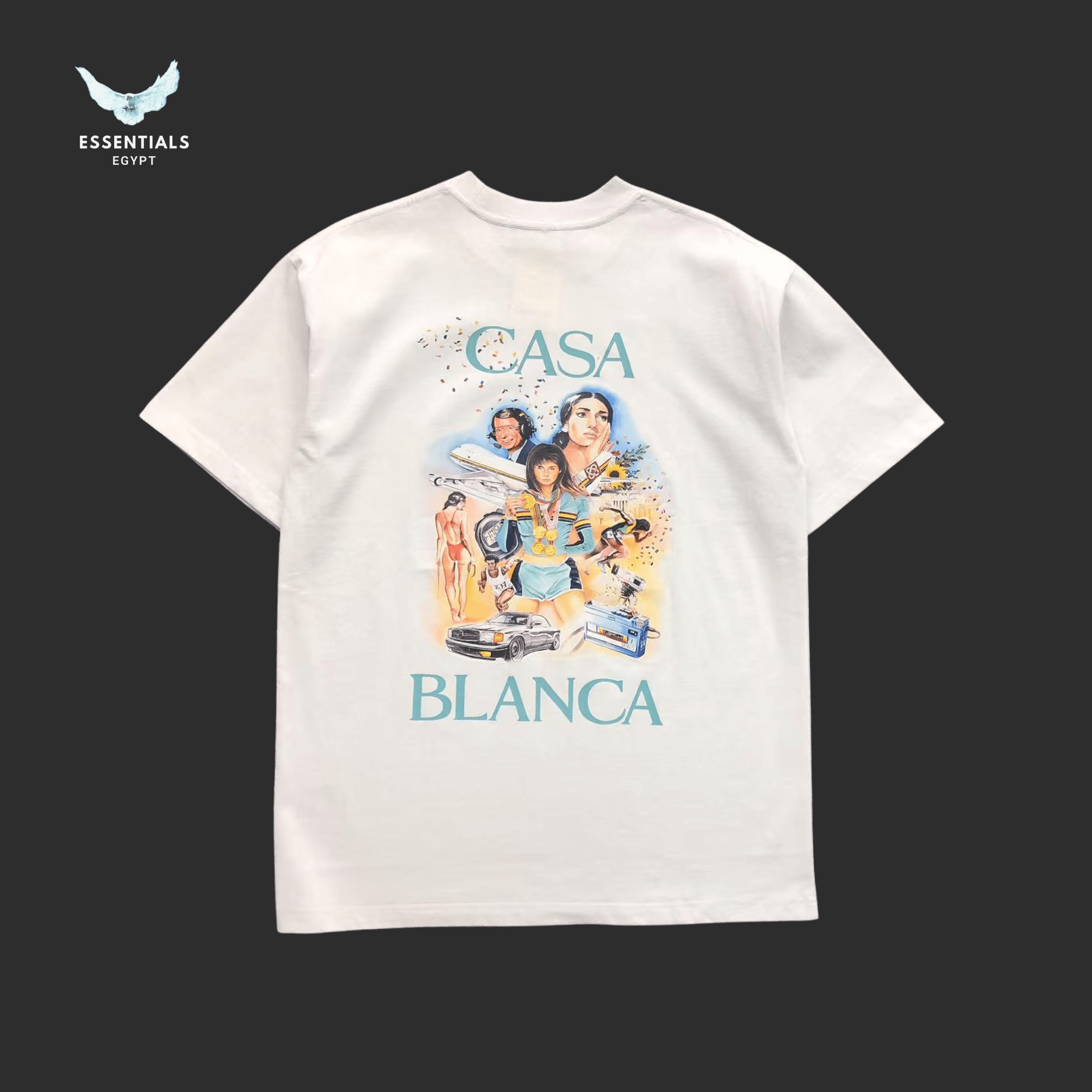 Casablanca T-Shirt – Mediterranean Ladies Print - ESSENTIALS EGYPT