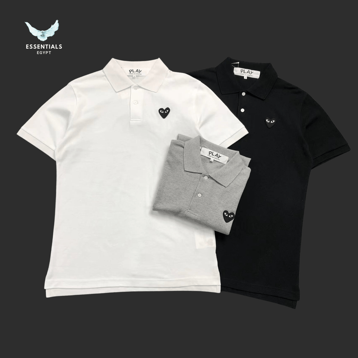 CDG Play Navy Heart Polo Shirt Egypt | Essentials EG