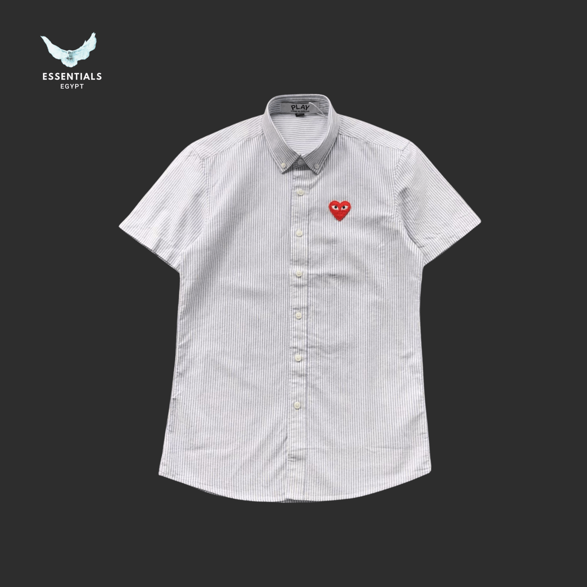 CDG Play Shirt – Grey Red Heart - ESSENTIALS EGYPT