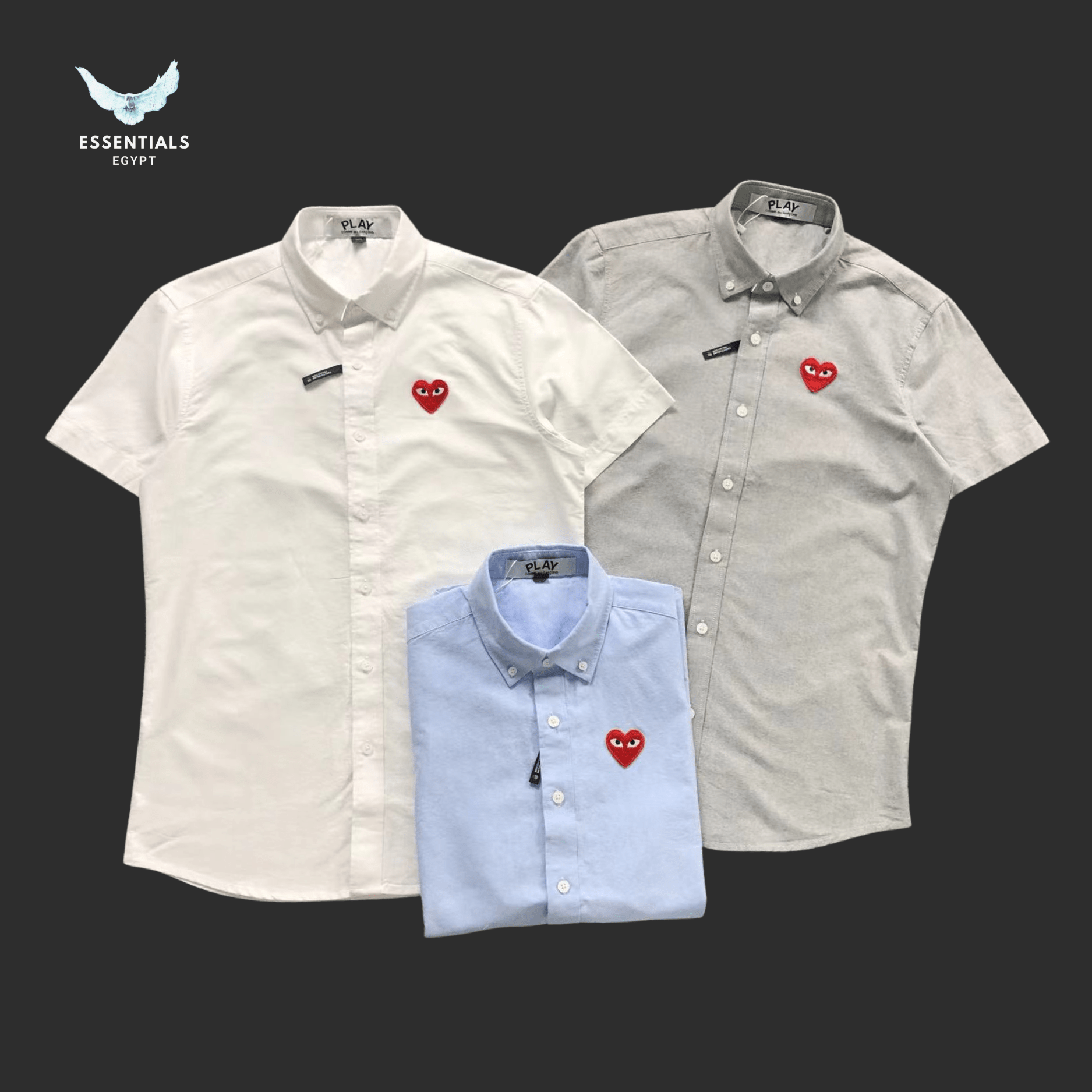 CDG Play Shirt – White Red Heart - ESSENTIALS EGYPT