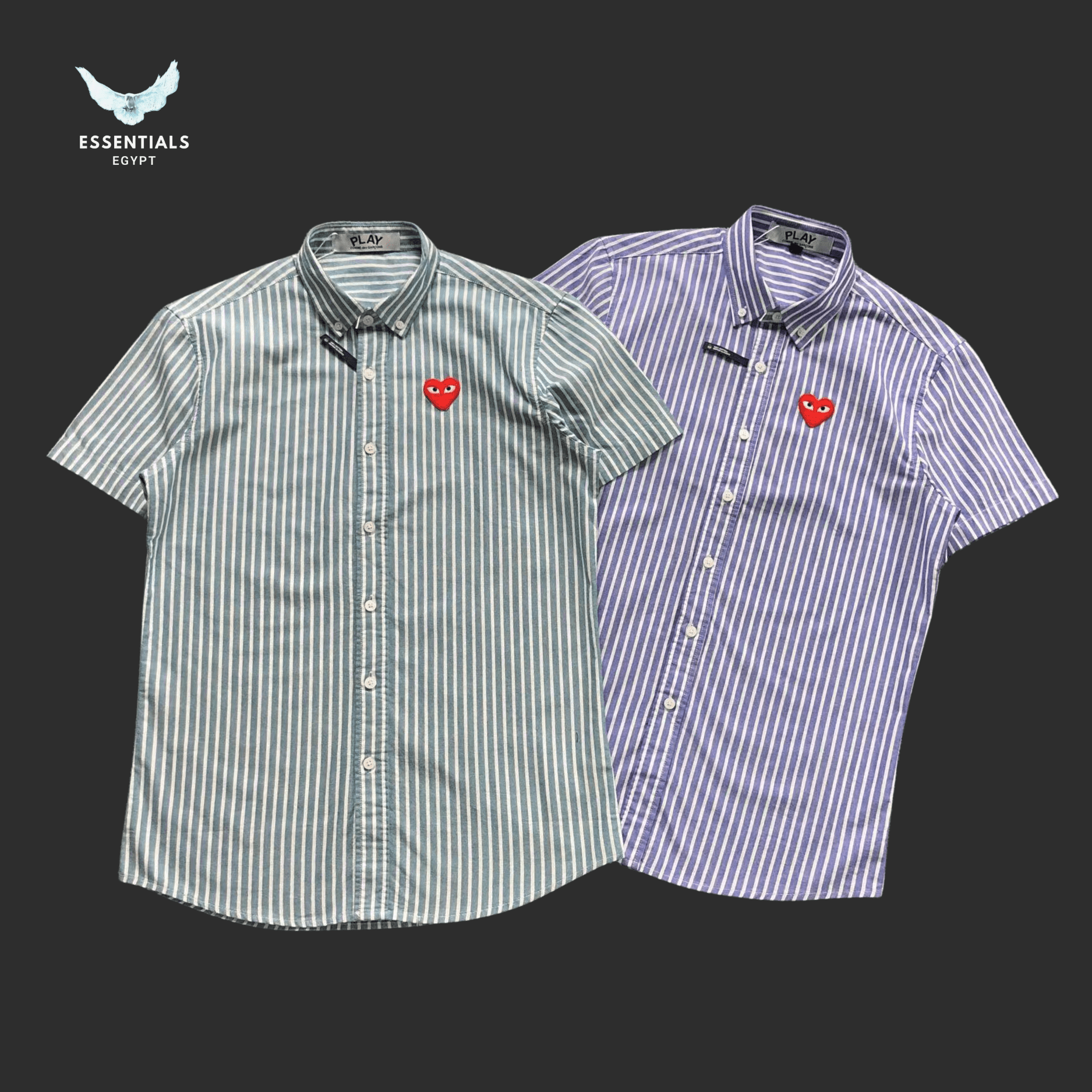 CDG Play Shirt – Striped Red Heart - ESSENTIALS EGYPT