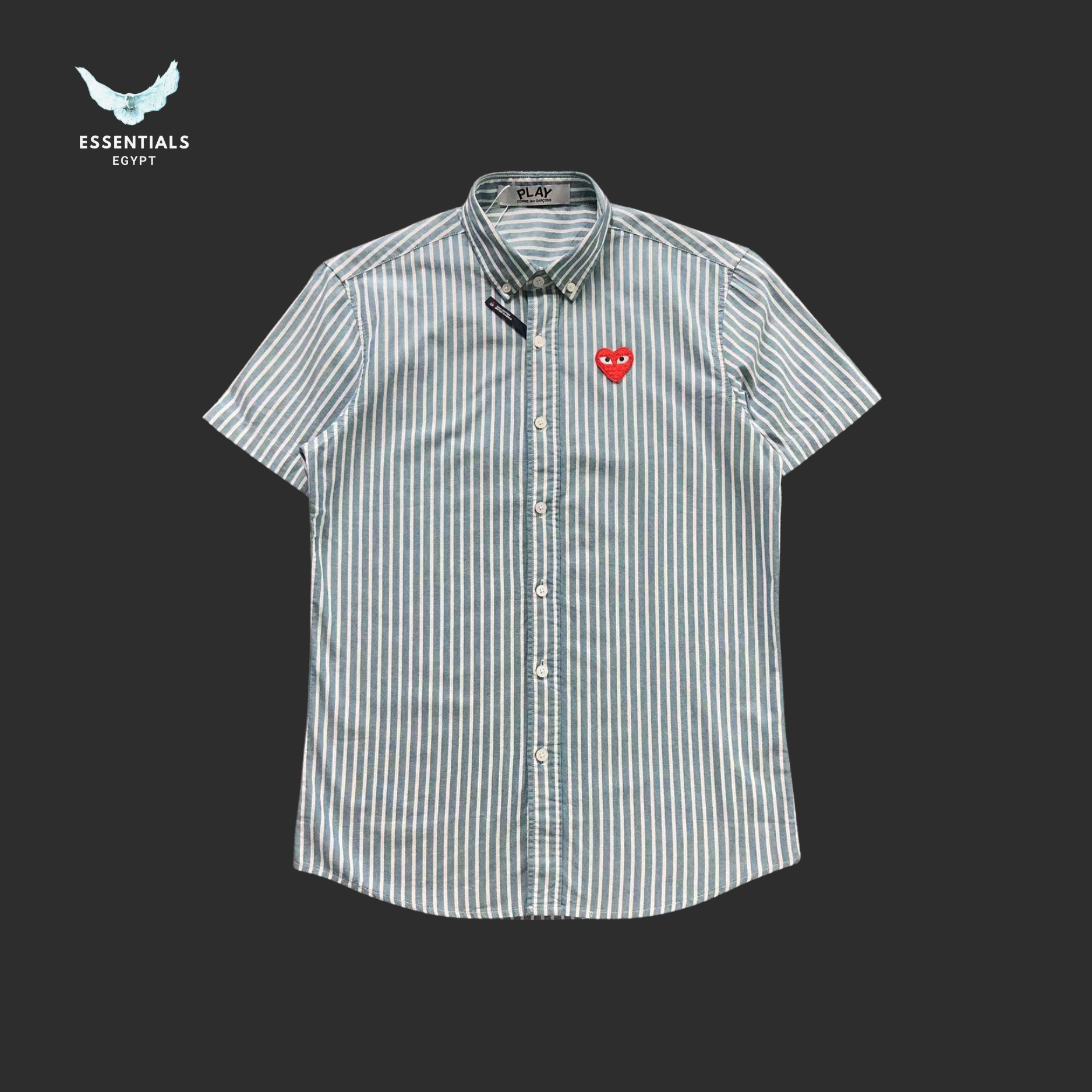 CDG Play Shirt – Striped Red Heart - ESSENTIALS EGYPT