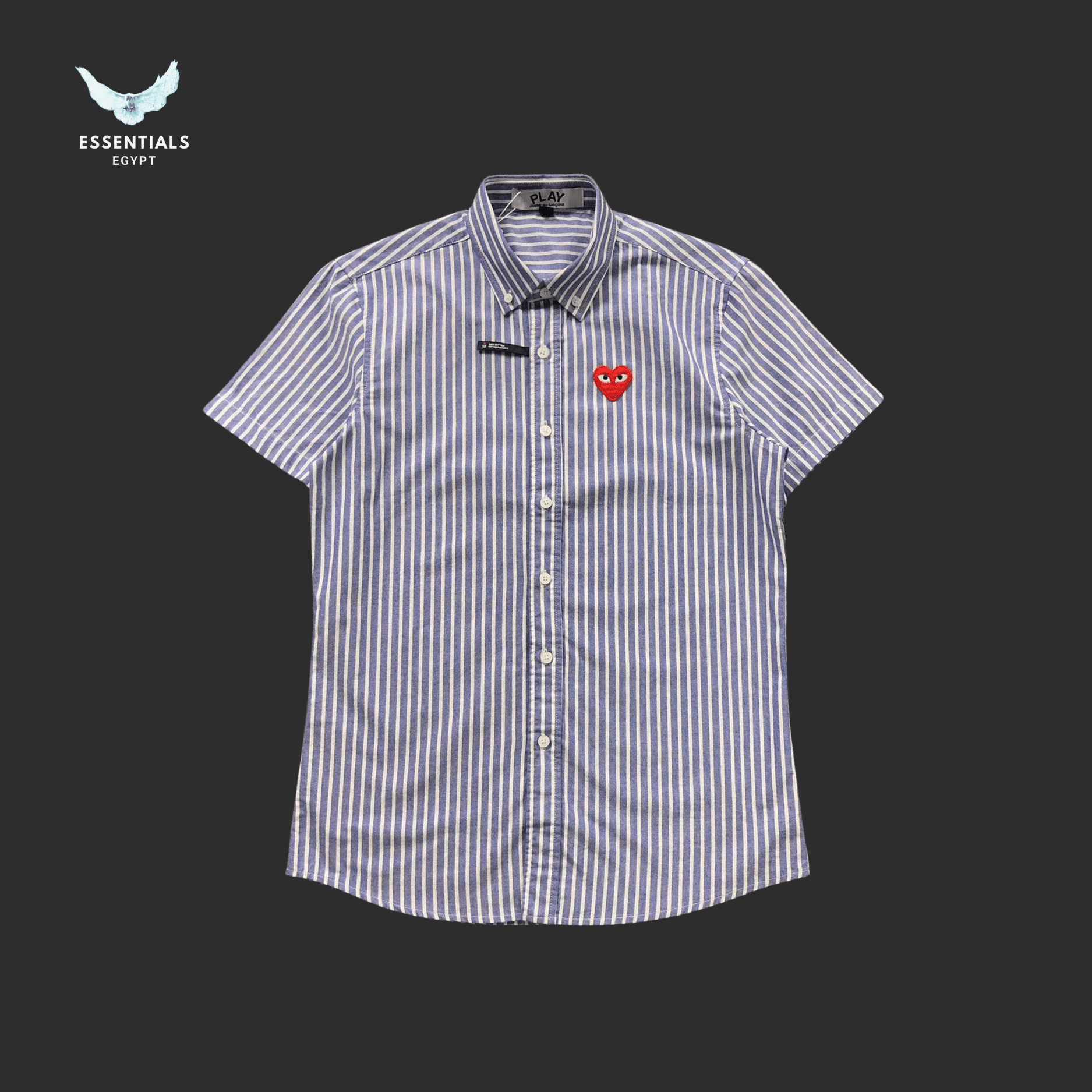 CDG Play Shirt – Striped Red Heart - ESSENTIALS EGYPT