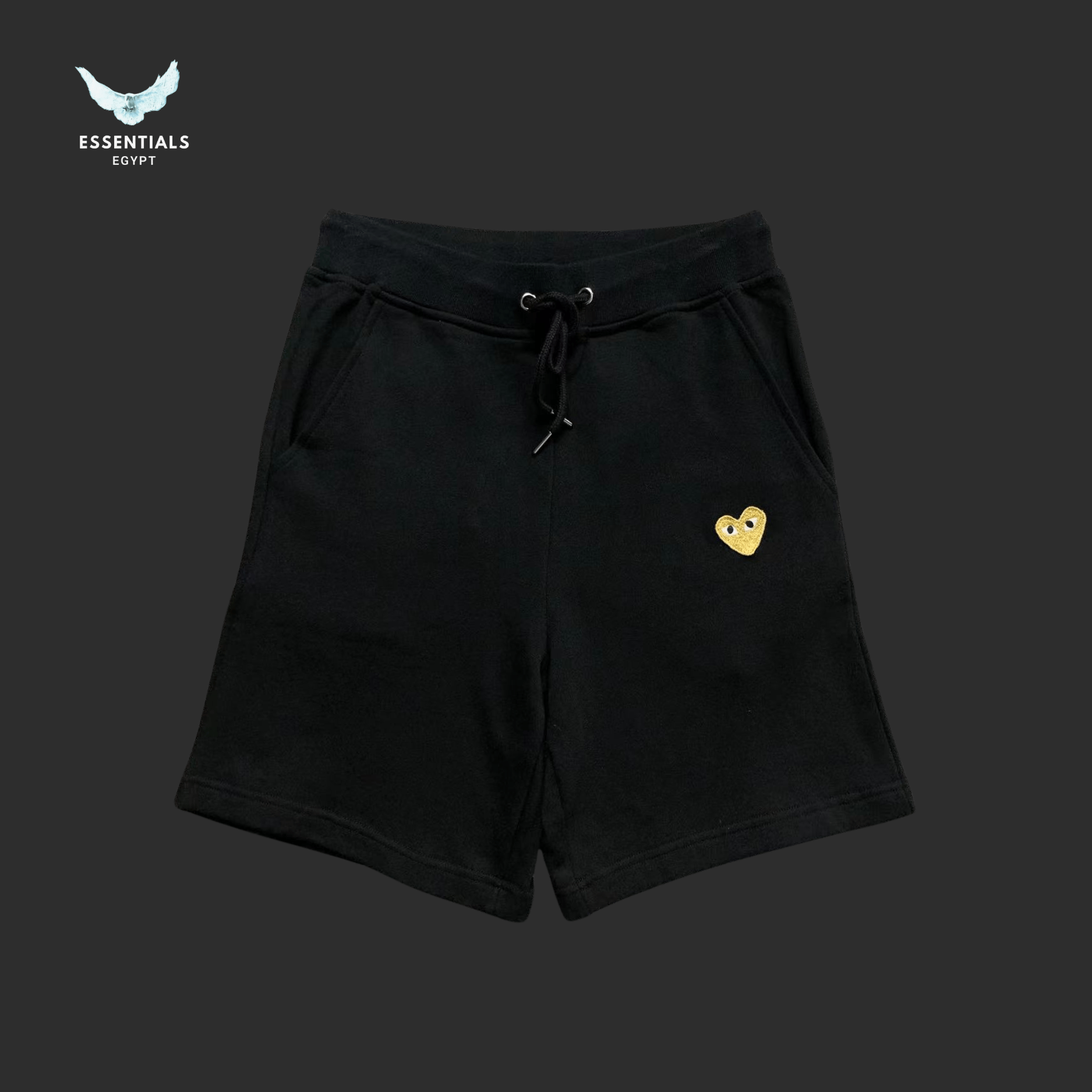 CDG Play Shorts – Gold Heart Logo - ESSENTIALS EGYPT