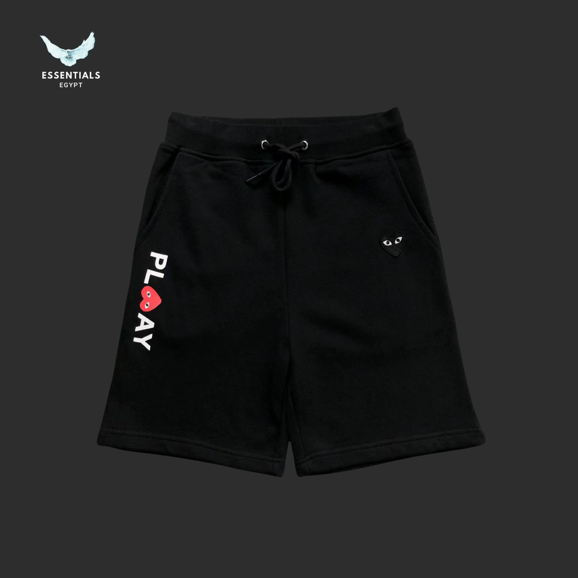 CDG Play Shorts – Black Dual Logo - ESSENTIALS EGYPT