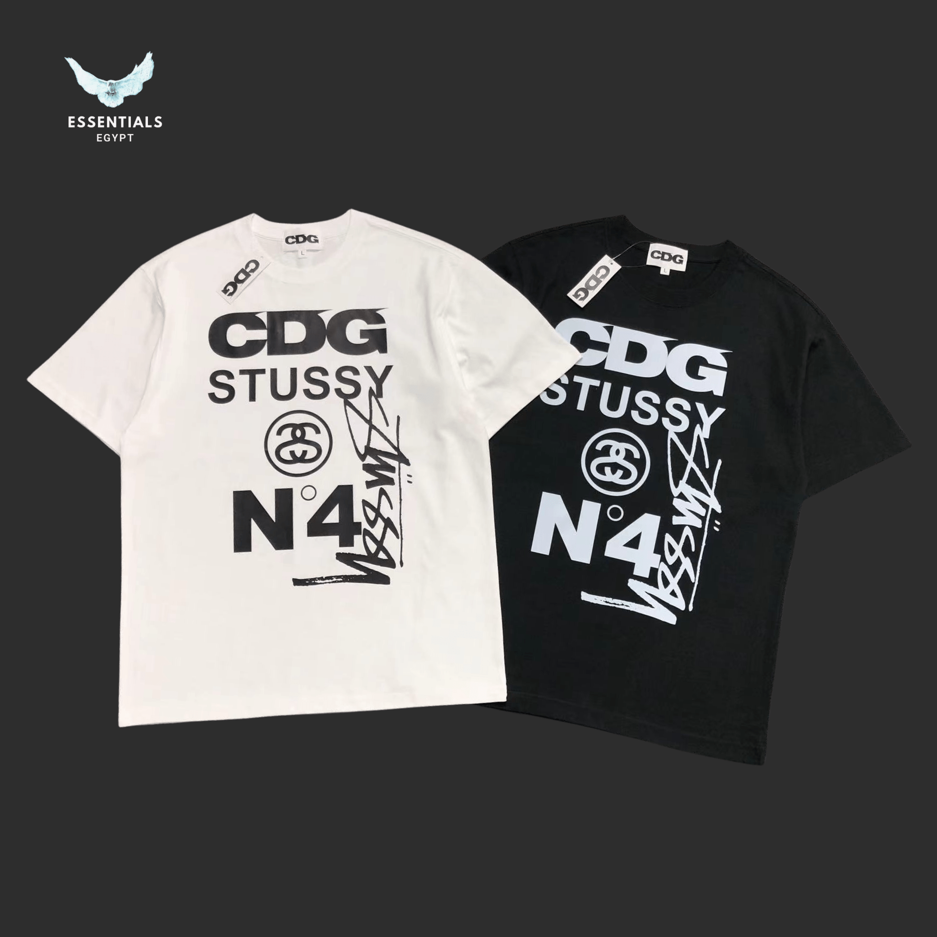 CDG Stussy T-Shirt – Graphic Logo - ESSENTIALS EGYPT