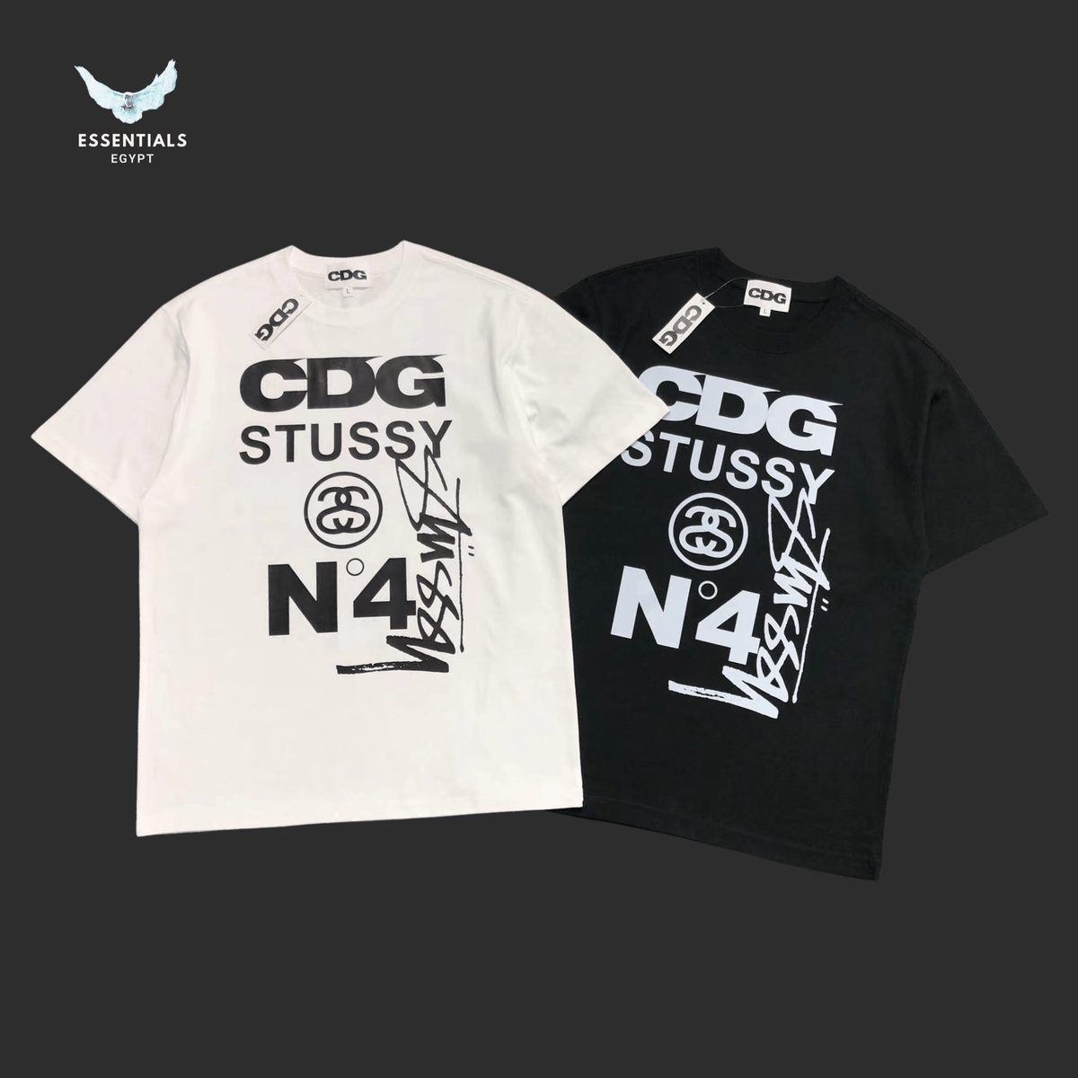 CDG Stussy Graphic T-Shirt Egypt | Essentials EG
