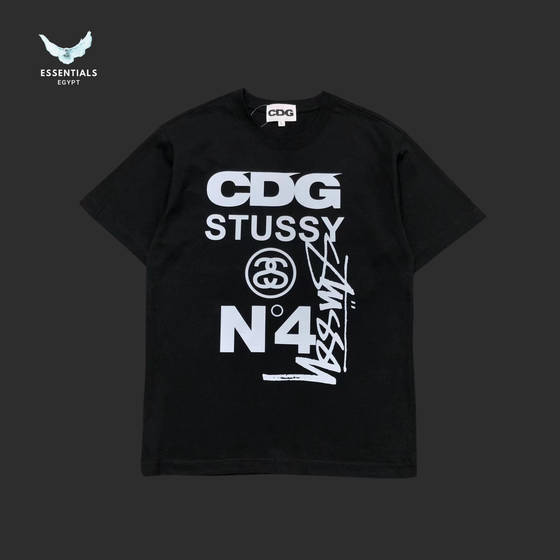 CDG Stussy T-Shirt – Graphic Logo - ESSENTIALS EGYPT