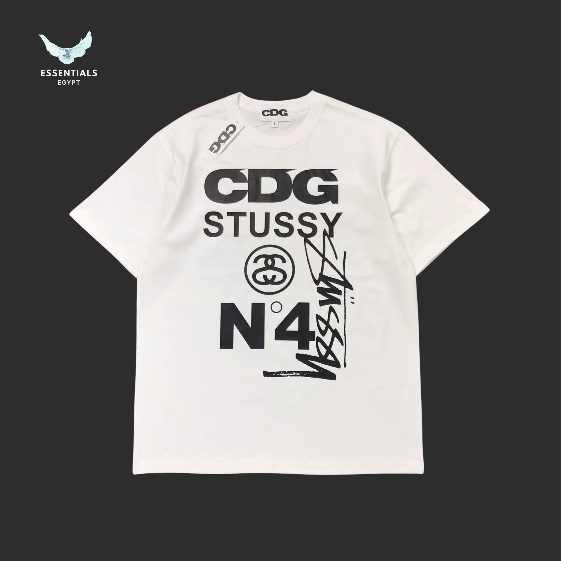 CDG Stussy T-Shirt – Graphic Logo - ESSENTIALS EGYPT