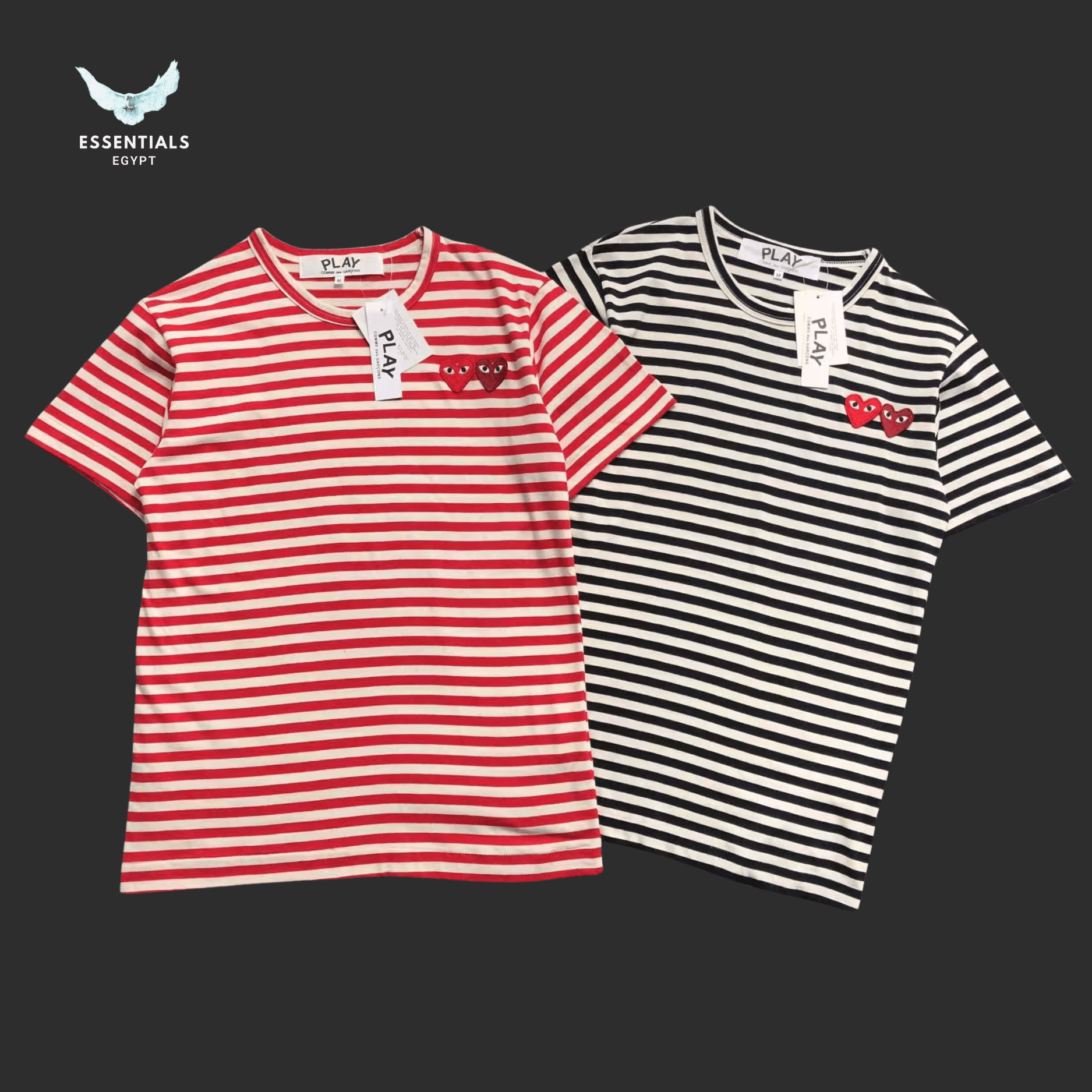 CDG Play T-Shirt – Classic Red Stripe Heart - ESSENTIALS EGYPT