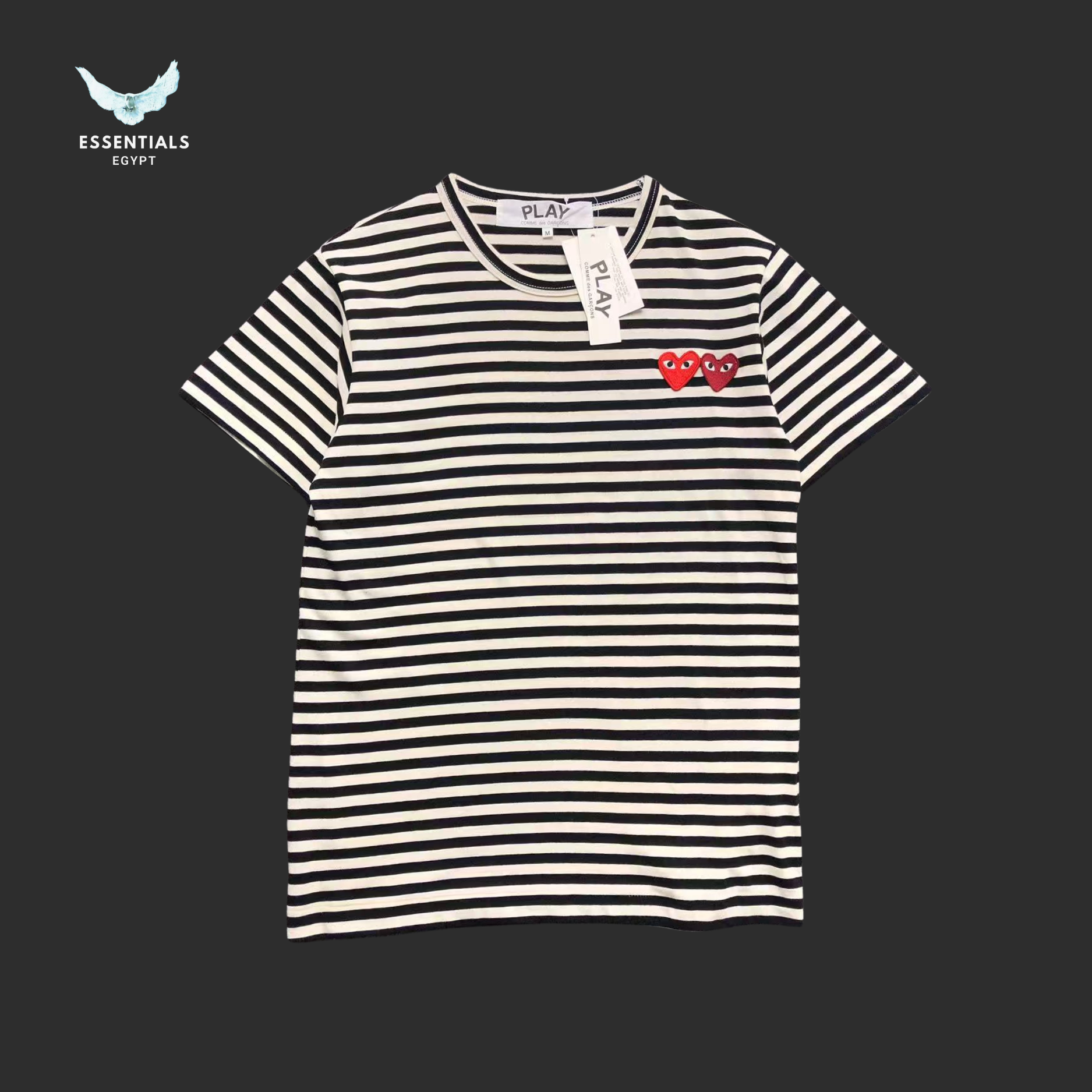 CDG Play T-Shirt – Classic Red Stripe Heart - ESSENTIALS EGYPT