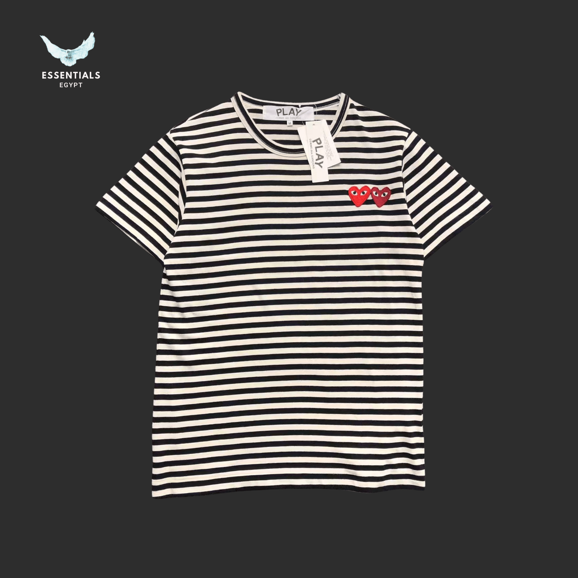 CDG Play T-Shirt – Classic Red Stripe Heart - ESSENTIALS EGYPT