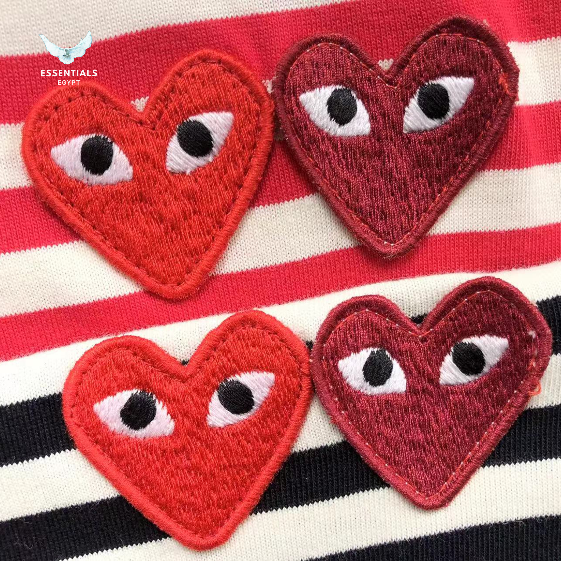CDG Play T-Shirt – Classic Red Stripe Heart - ESSENTIALS EGYPT