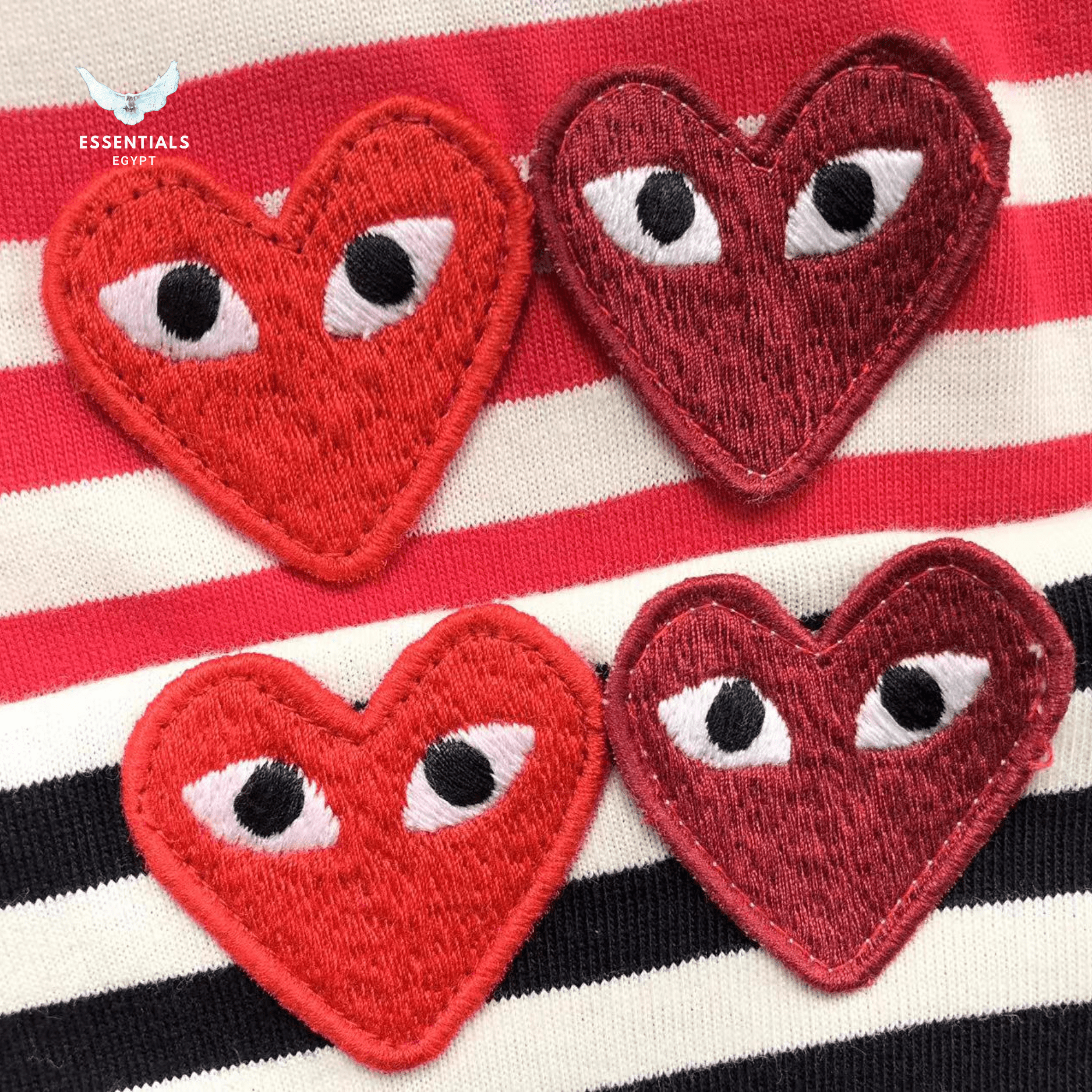 CDG Play T-Shirt – Classic Red Stripe Heart - ESSENTIALS EGYPT