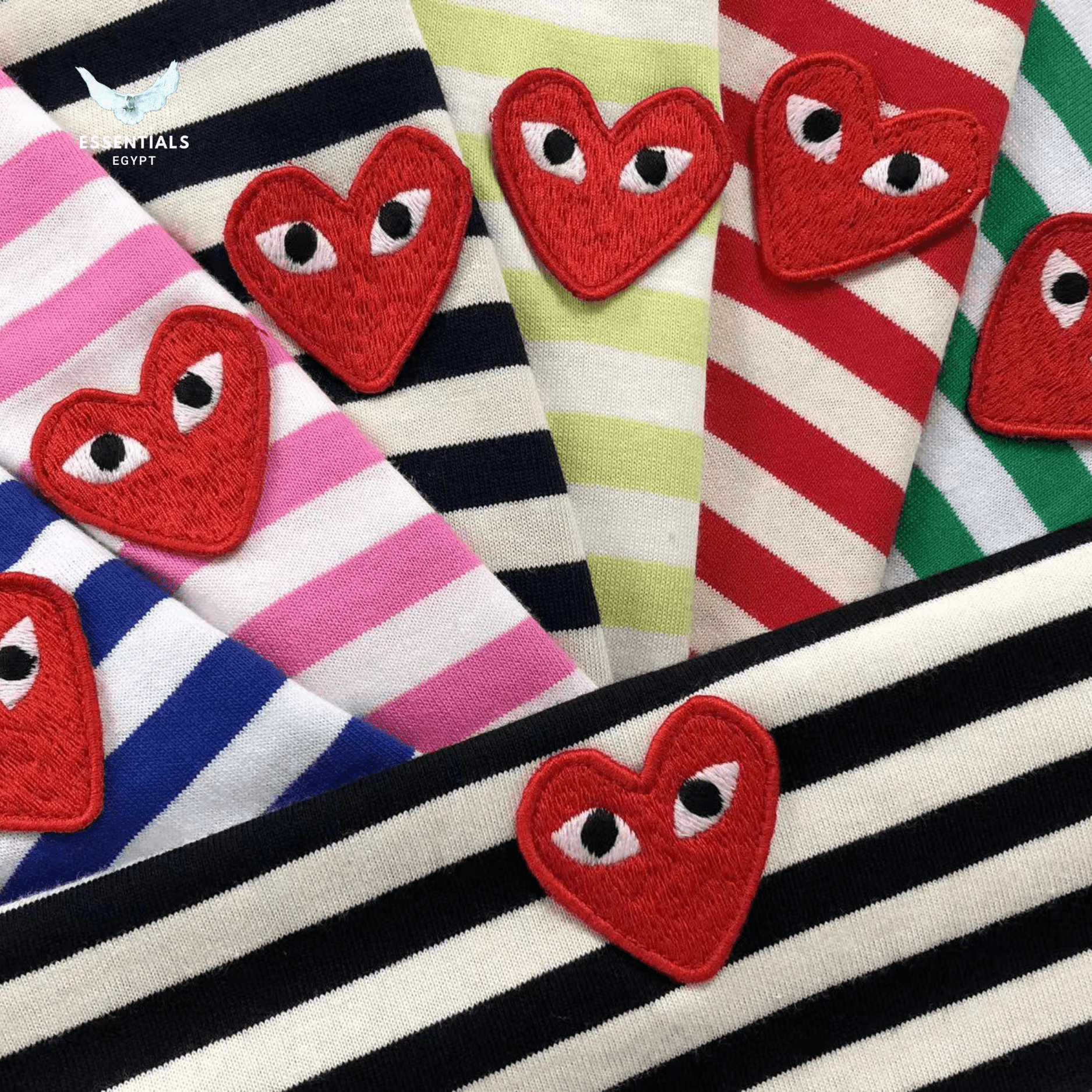 CDG Play T-Shirt – Rainbow Stripe Heart - ESSENTIALS EGYPT