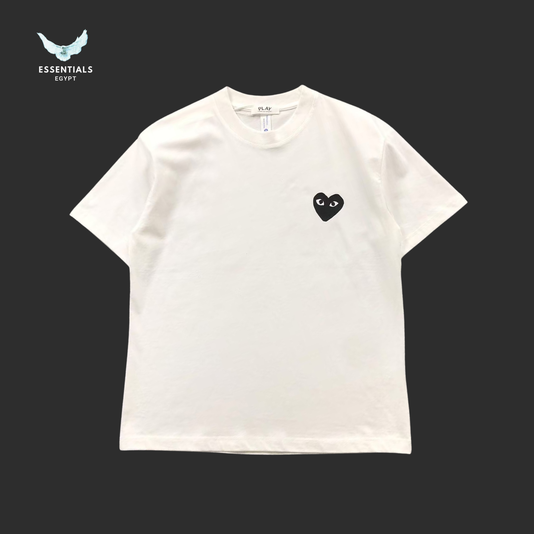 CDG Play T-Shirt – Small Heart Logo (Black & White) - ESSENTIALS EGYPT