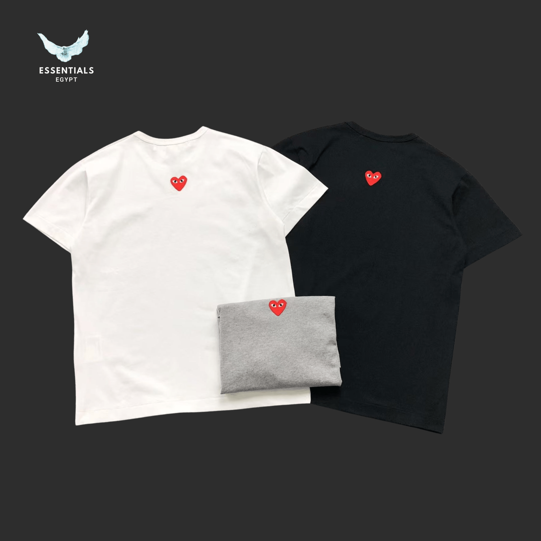 CDG Play T-Shirt – Small Red Heart Patch - ESSENTIALS EGYPT