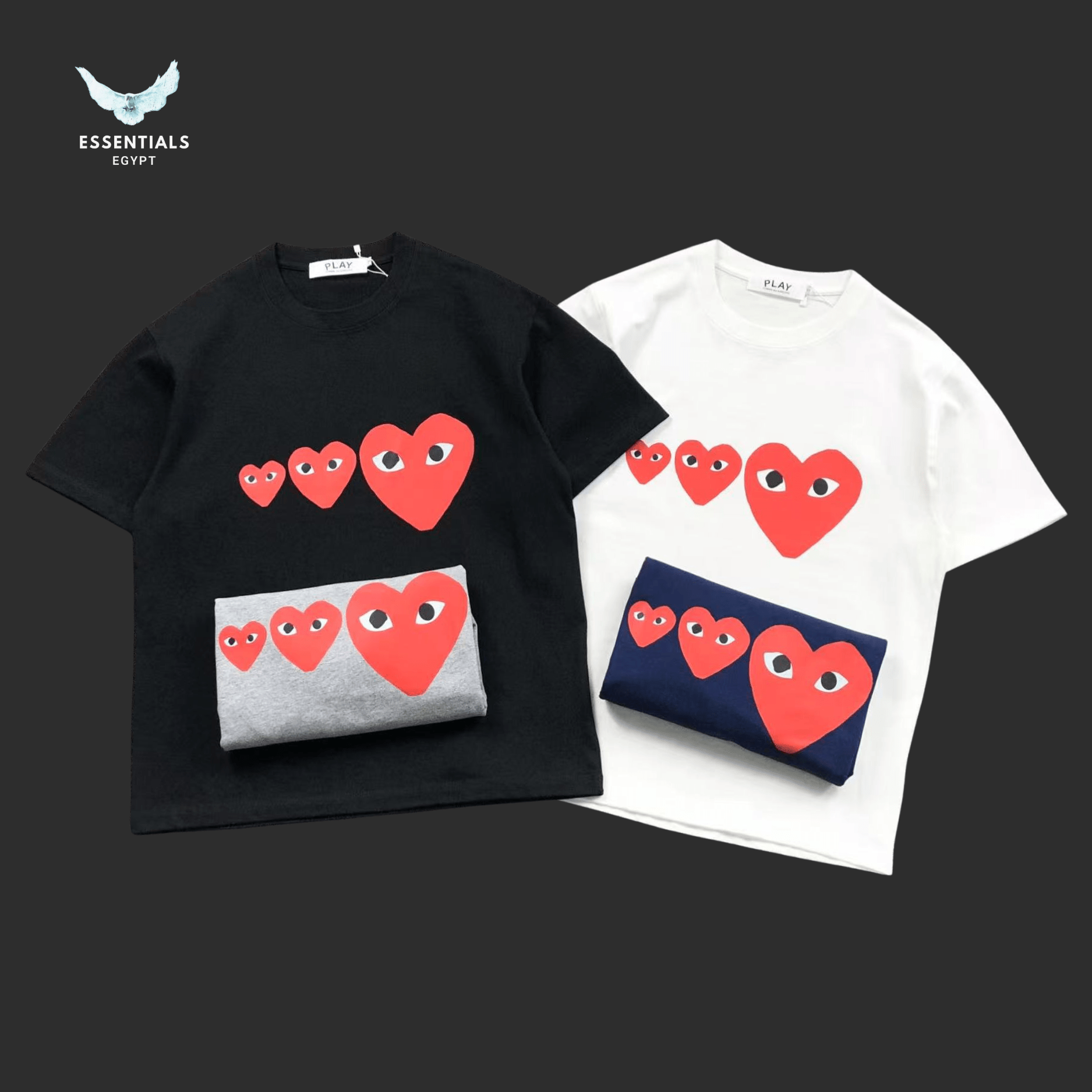 CDG T-Shirt – Triple Heart Logo - ESSENTIALS EGYPT