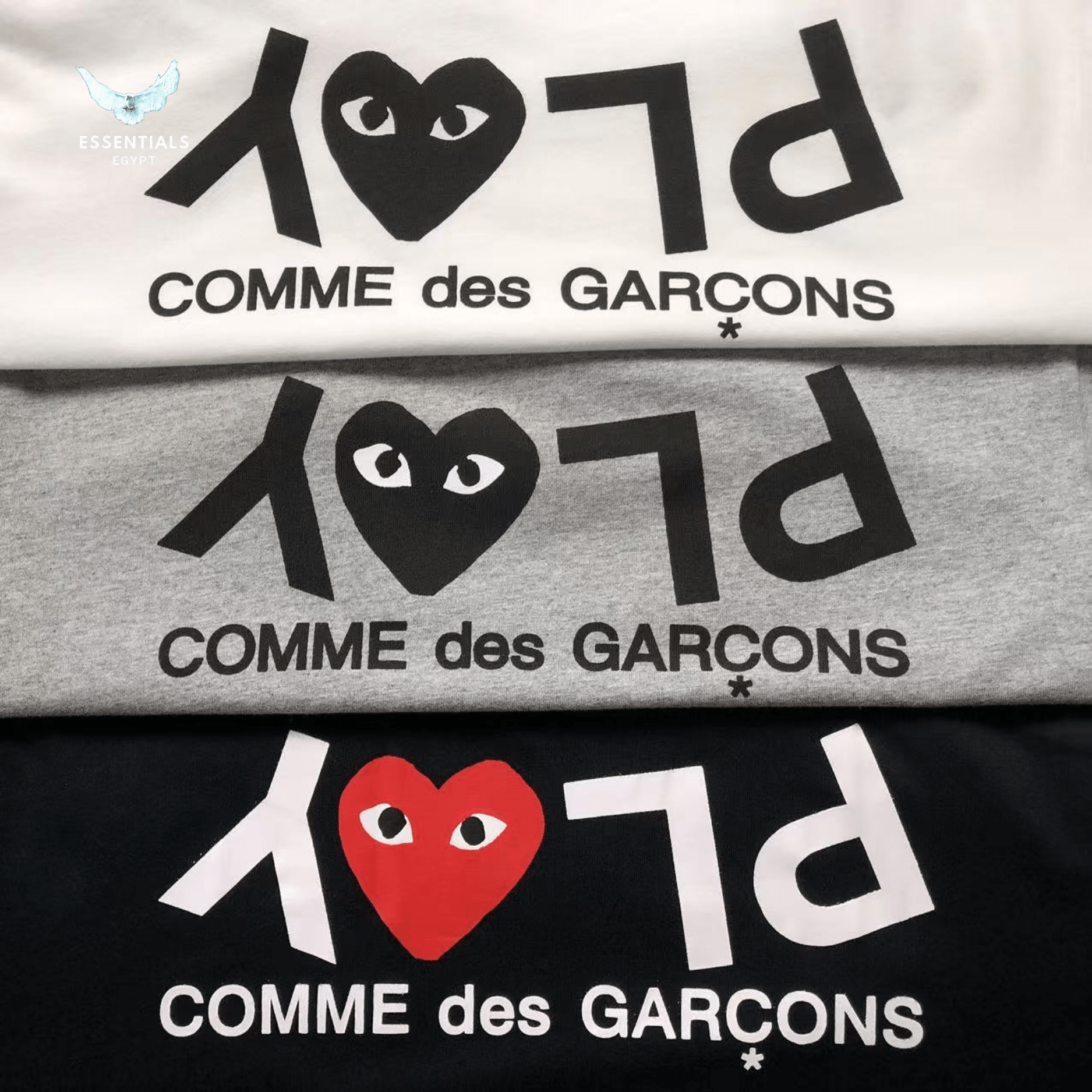 CDG T-Shirt – Upside Logo Heart Print - ESSENTIALS EGYPT