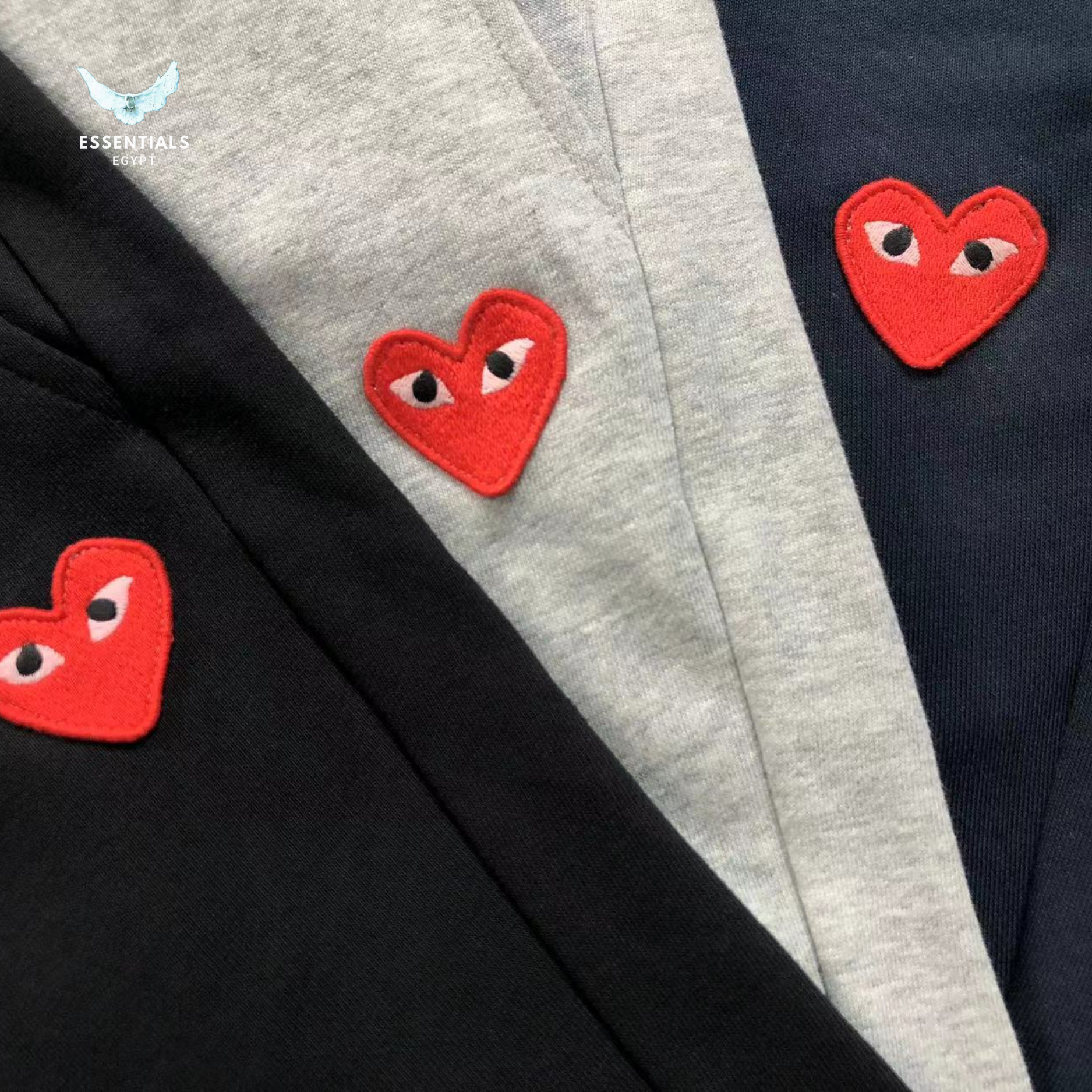 CDG Play Trousers – Triple Color Heart Logo