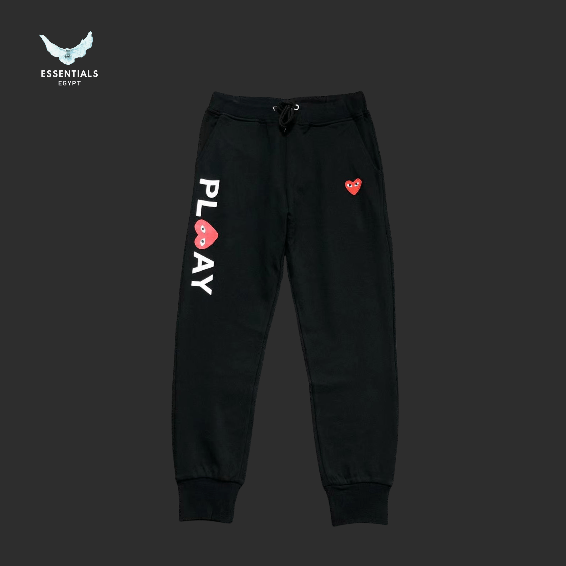 CDG Play Trousers – Red Vertical Logo - ESSENTIALS EGYPT