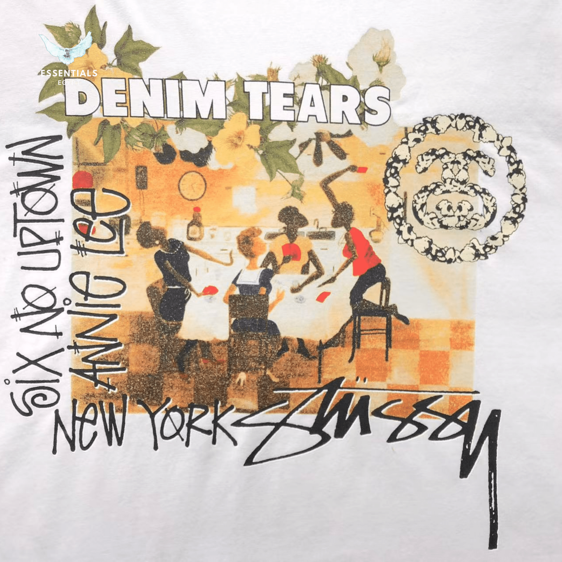 Denim Tears x Stussy T-Shirt – Graffiti Print White - ESSENTIALS EGYPT