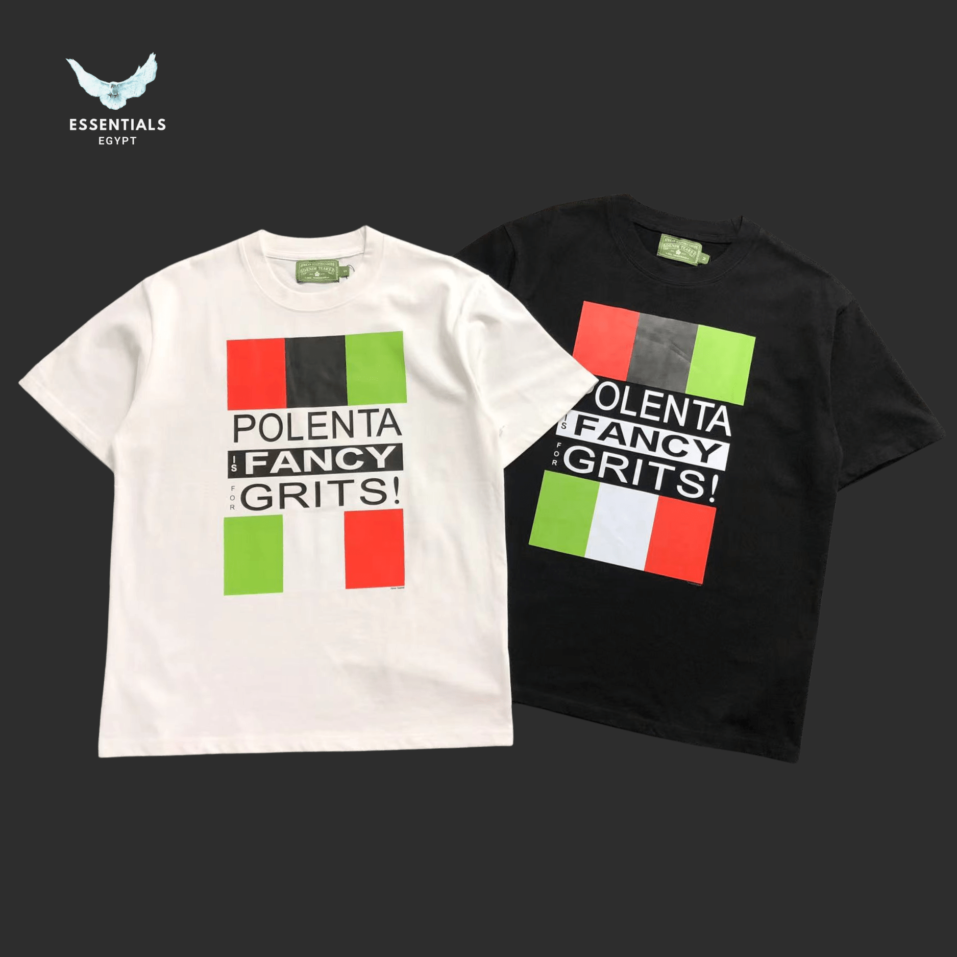 Denim Tears T-Shirt – Polenta Fancy Grits Print - ESSENTIALS EGYPT