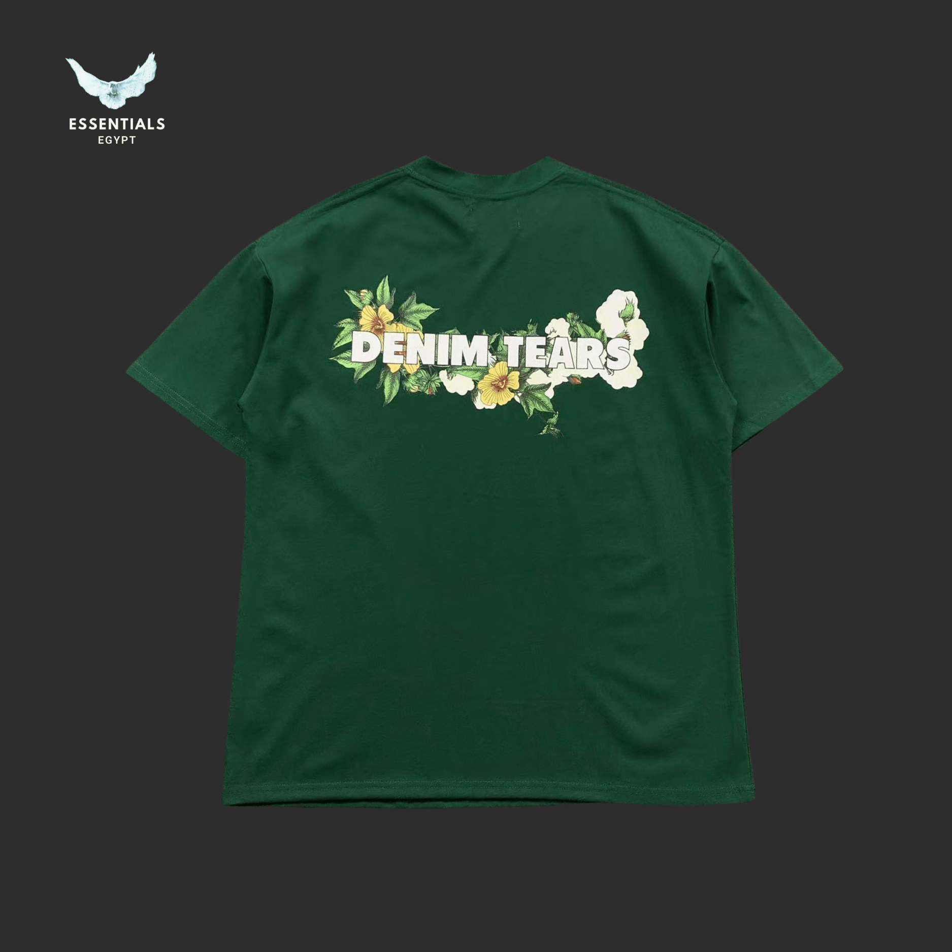 Denim Tears T-Shirt – Floral Logo Graphic - ESSENTIALS EGYPT