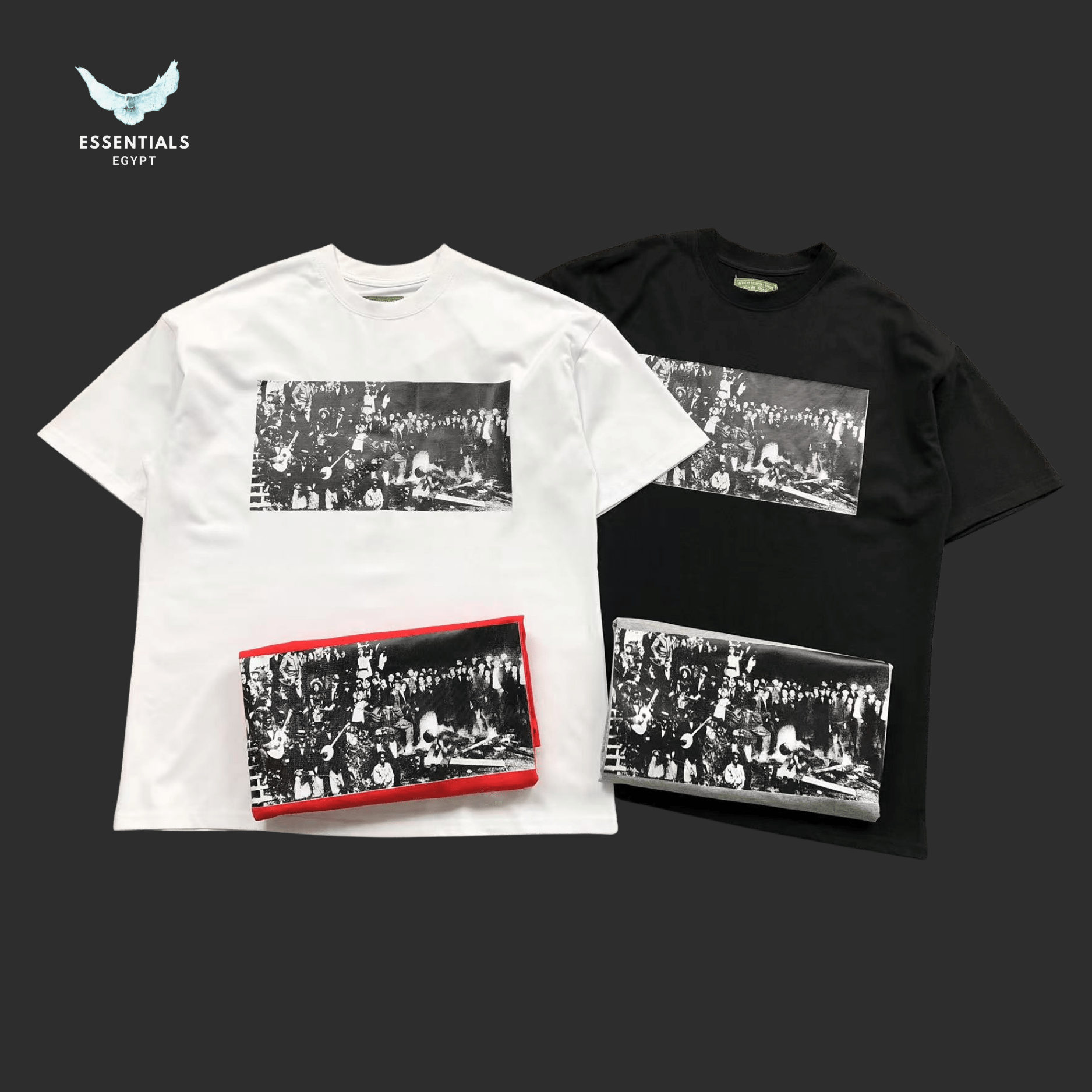 Denim Tears T-Shirt – Black & White Photo Print - ESSENTIALS EGYPT