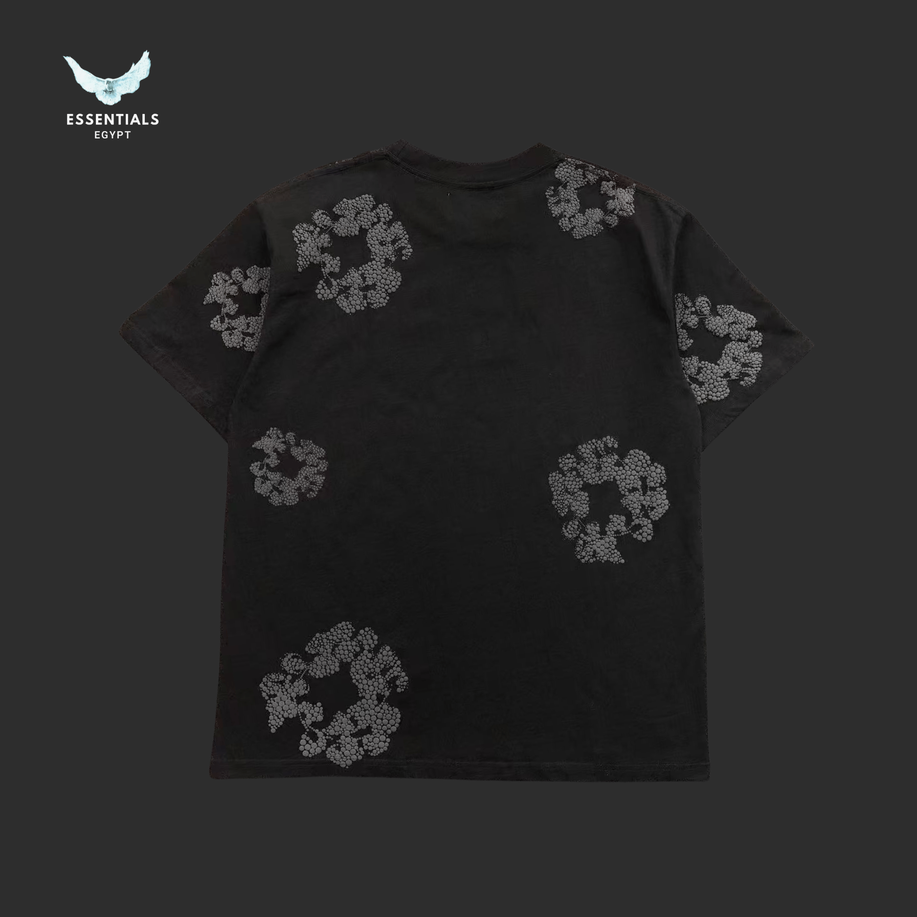 Denim Tears T-Shirt – Grey Wreath Logo - ESSENTIALS EGYPT