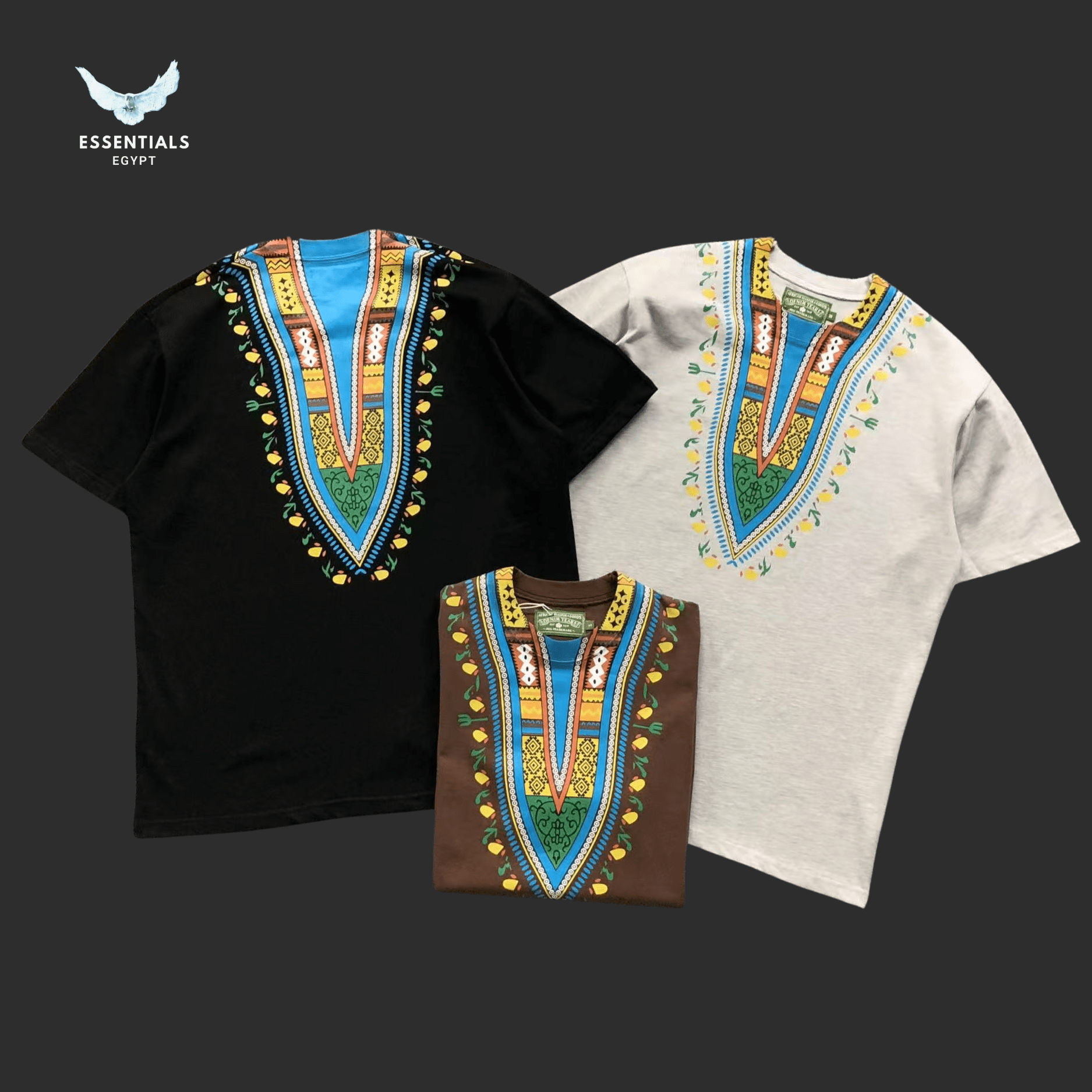 Denim Tears T-Shirt – Dashiki Print Graphic - ESSENTIALS EGYPT
