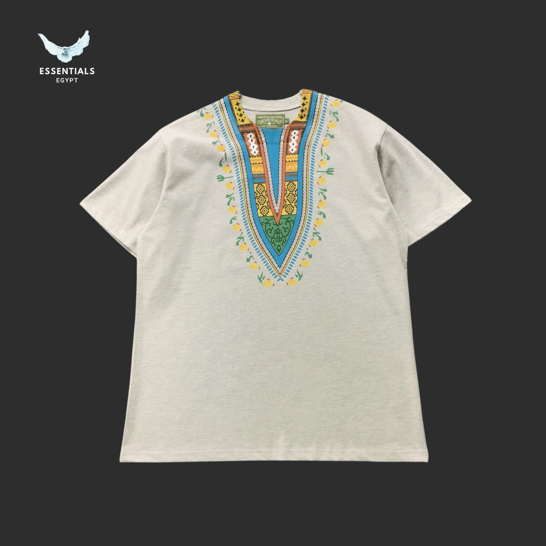 Denim Tears T-Shirt – Dashiki Print Graphic - ESSENTIALS EGYPT