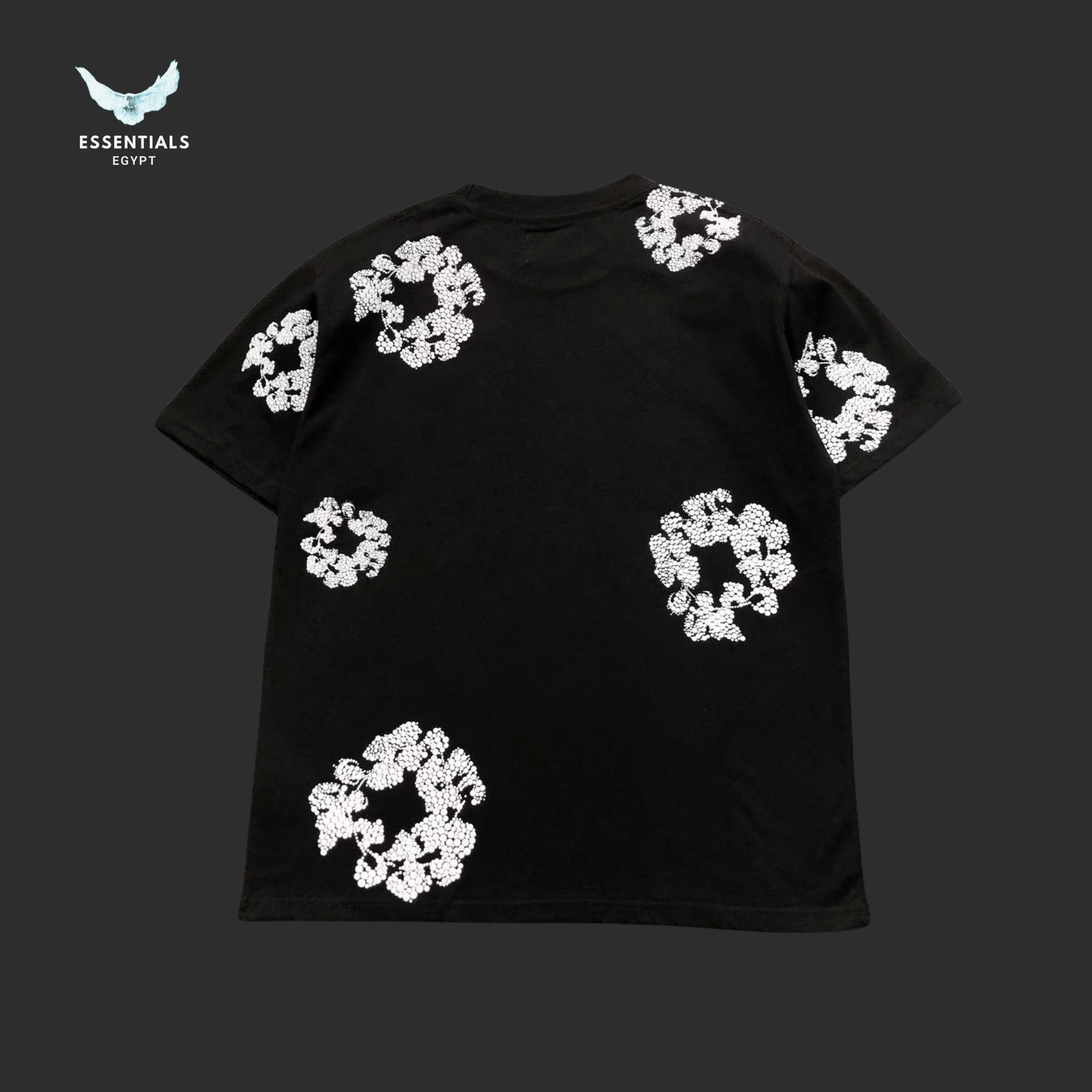 Denim Tears T-Shirt – White Cotton Wreath All - Over - ESSENTIALS EGYPT