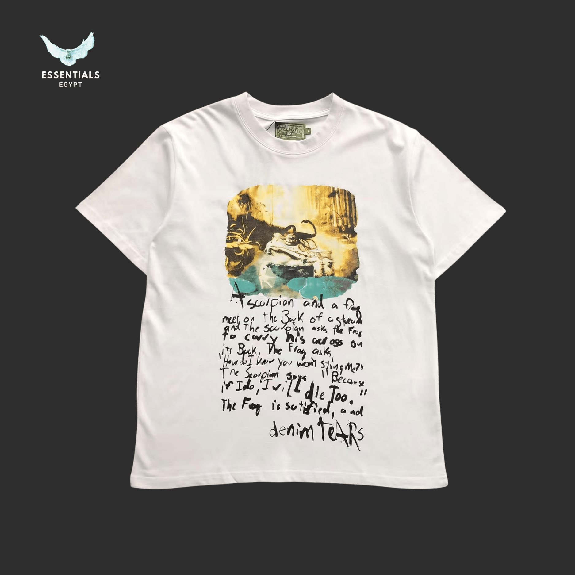 Denim Tears T-Shirt – Handwriting Graphic Print - ESSENTIALS EGYPT