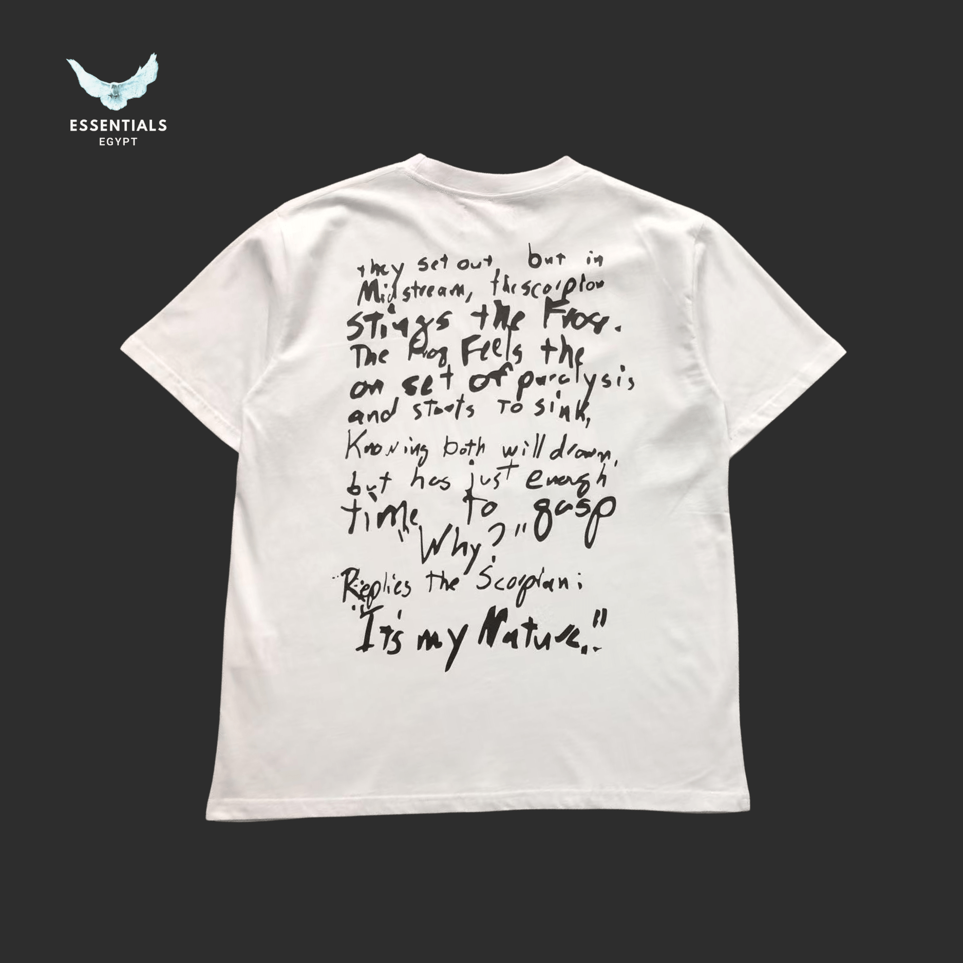 Denim Tears T-Shirt – Handwriting Graphic Print - ESSENTIALS EGYPT