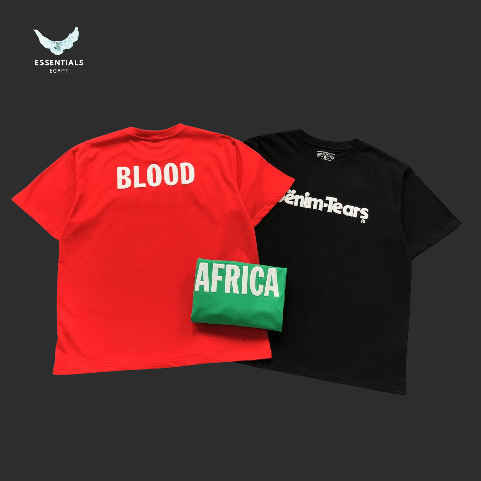 Denim Tears T-Shirt – Blood Africa Graphic - ESSENTIALS EGYPT