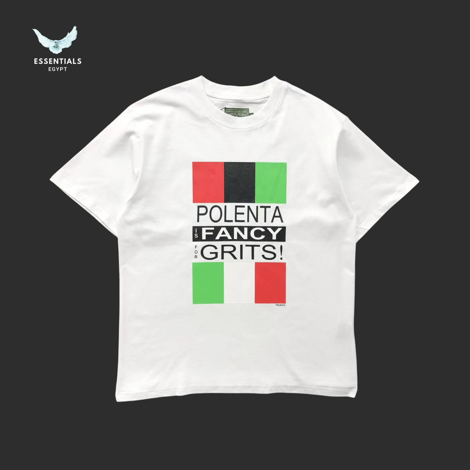 Denim Tears T-Shirt – Polenta Grits Italian Flag - ESSENTIALS EGYPT